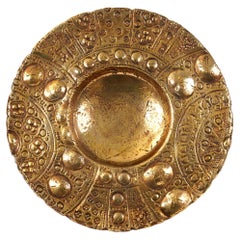 Majestic 24 Kt Gold Luster Ceramic Plate Blow Dish Centerpiece Handmade Italy