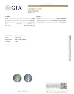 Majestic 3.68ct GIA Certified Alexandrite Round Cabochon Gemstone