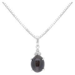 Majestic 4.83ct Cat Eye Pendant w/ Diamonds in 18K White Gold-Chain Not Included