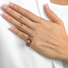 Majestic 5.68ct Amethyst & Mixed Gem Ring in 18k Yellow Gold