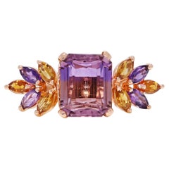 Majestic Bague en or jaune 18k de 5,68ct avec améthyste et pierres mixtes