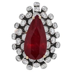 Majestueuse bague en or bicolore 18 carats, rubis 9,61 carats et diamants naturels