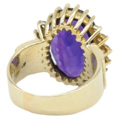 Majestic  amethyst ring with diamond in 14k Gold