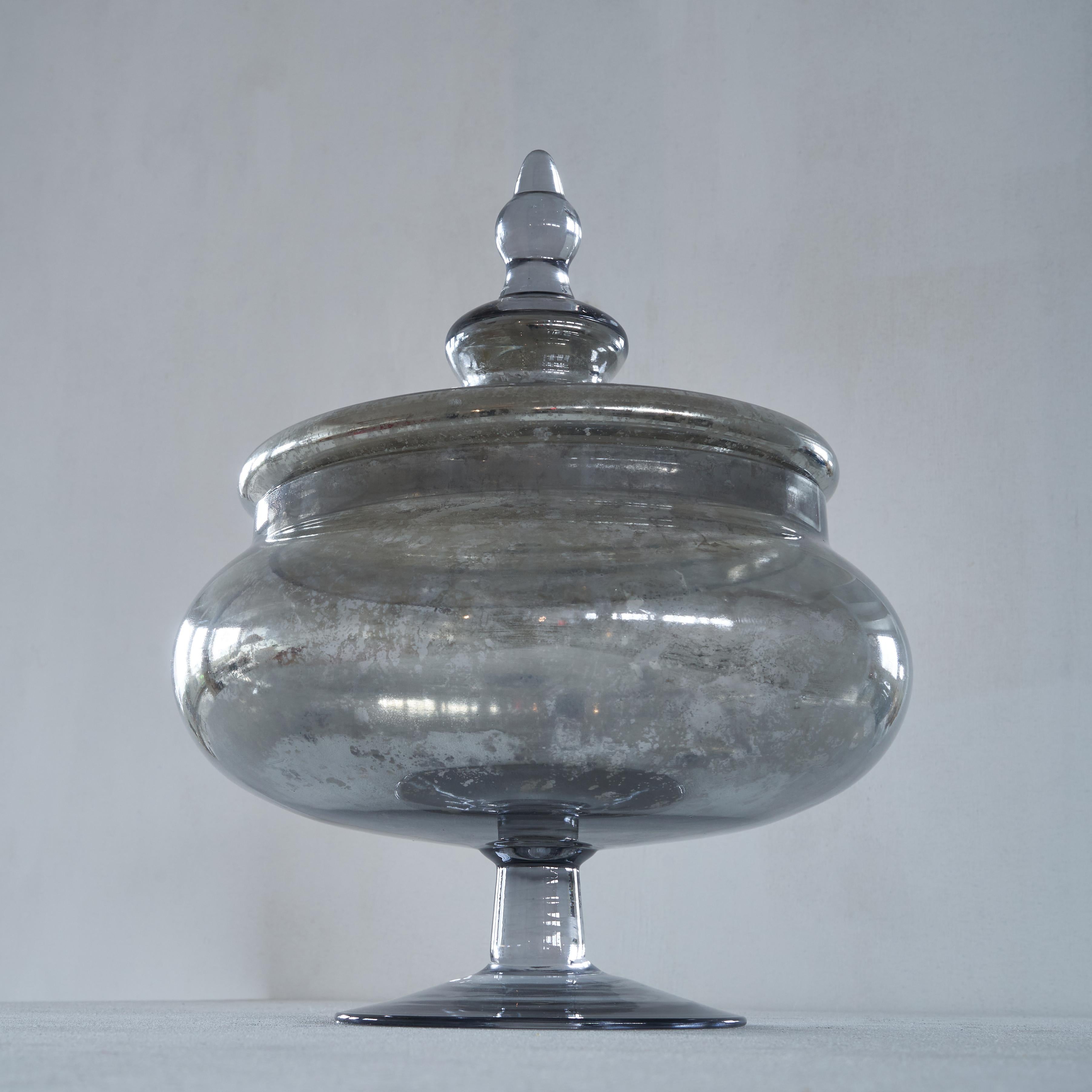 20th Century Majestic and Large Bonbonniere in Silvered Glass