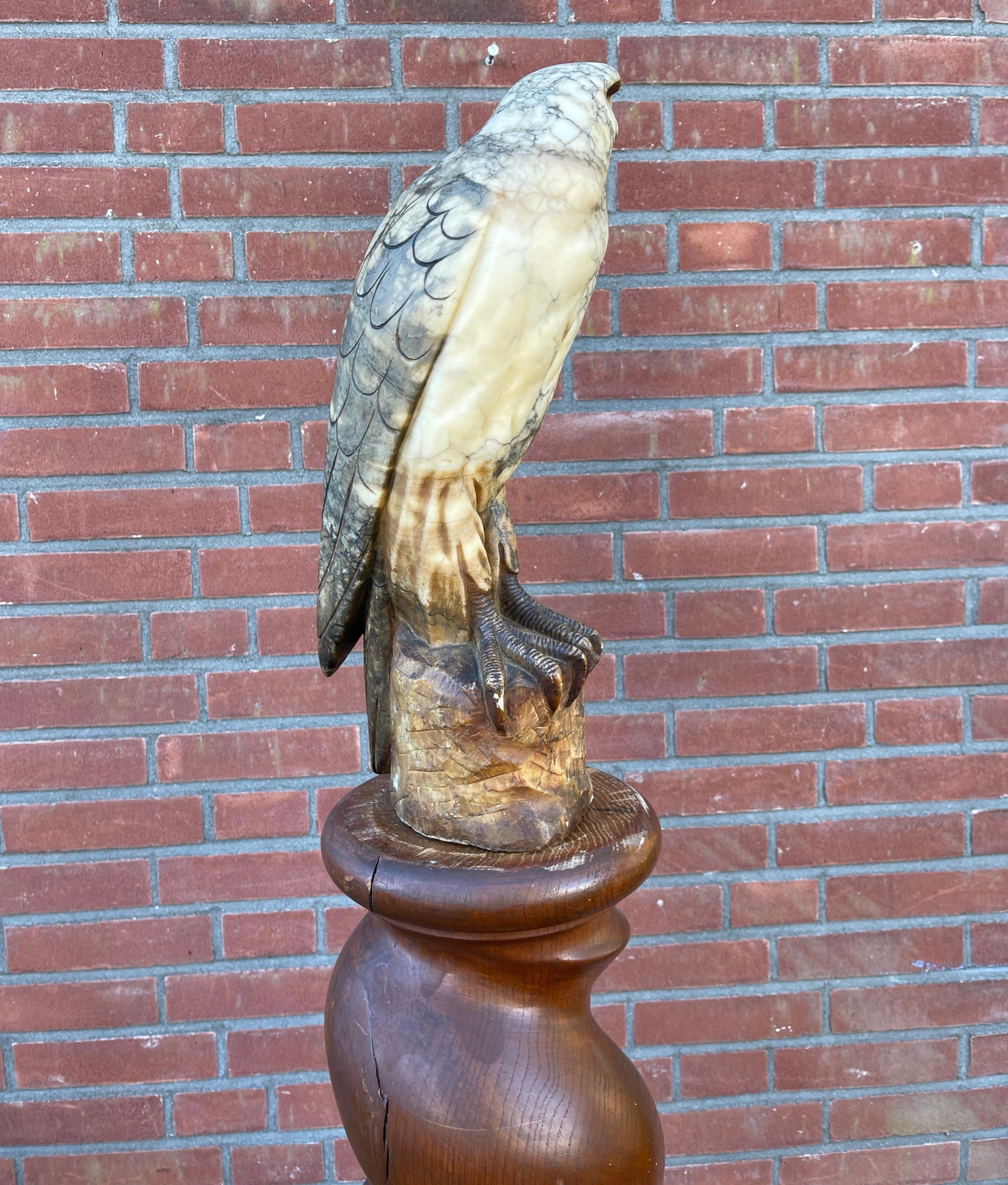 Majestic and Lifelike, Large Antique Alabaster Eagle / Bald Eagle Sculpture 6