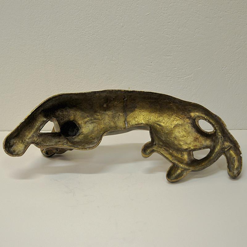 Majestic And Lying Golden Vintage Brass Tiger, 1970s 1