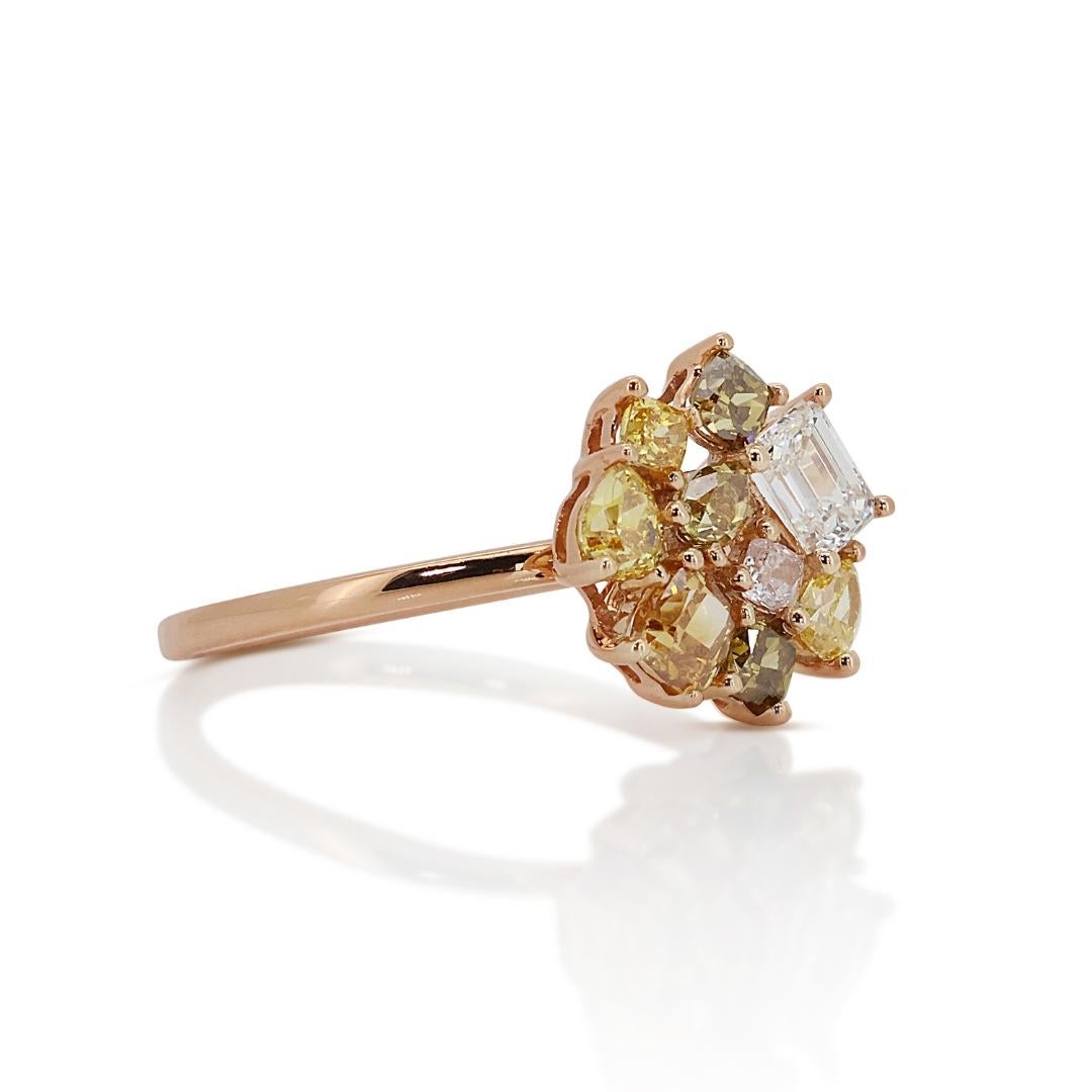 Majestic and one of a kind 1.48 ct Fancy Colored Diamond Ring in 18k Rose Gold  For Sale 1