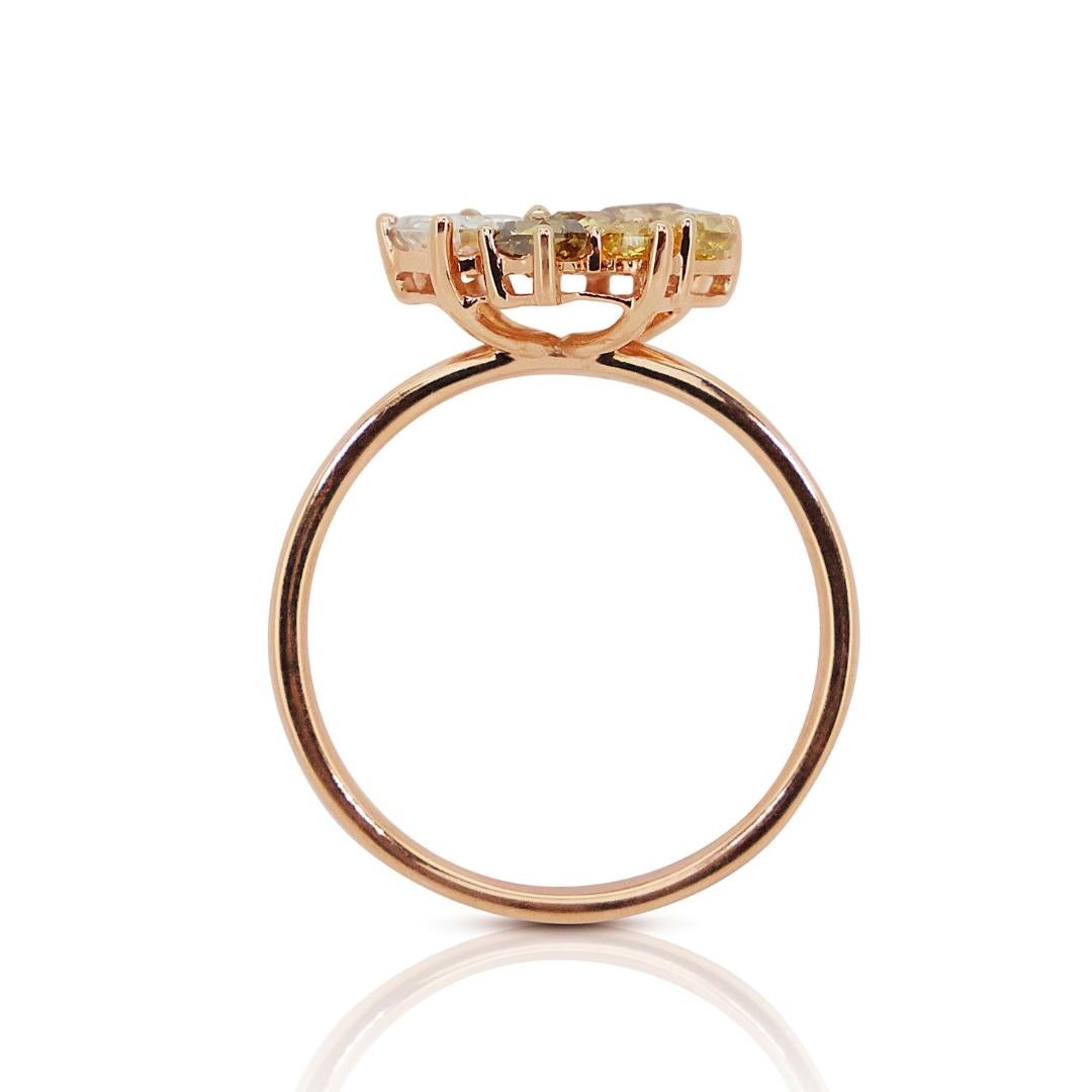 Majestic and one of a kind 1.48 ct Fancy Colored Diamond Ring in 18k Rose Gold  For Sale 2