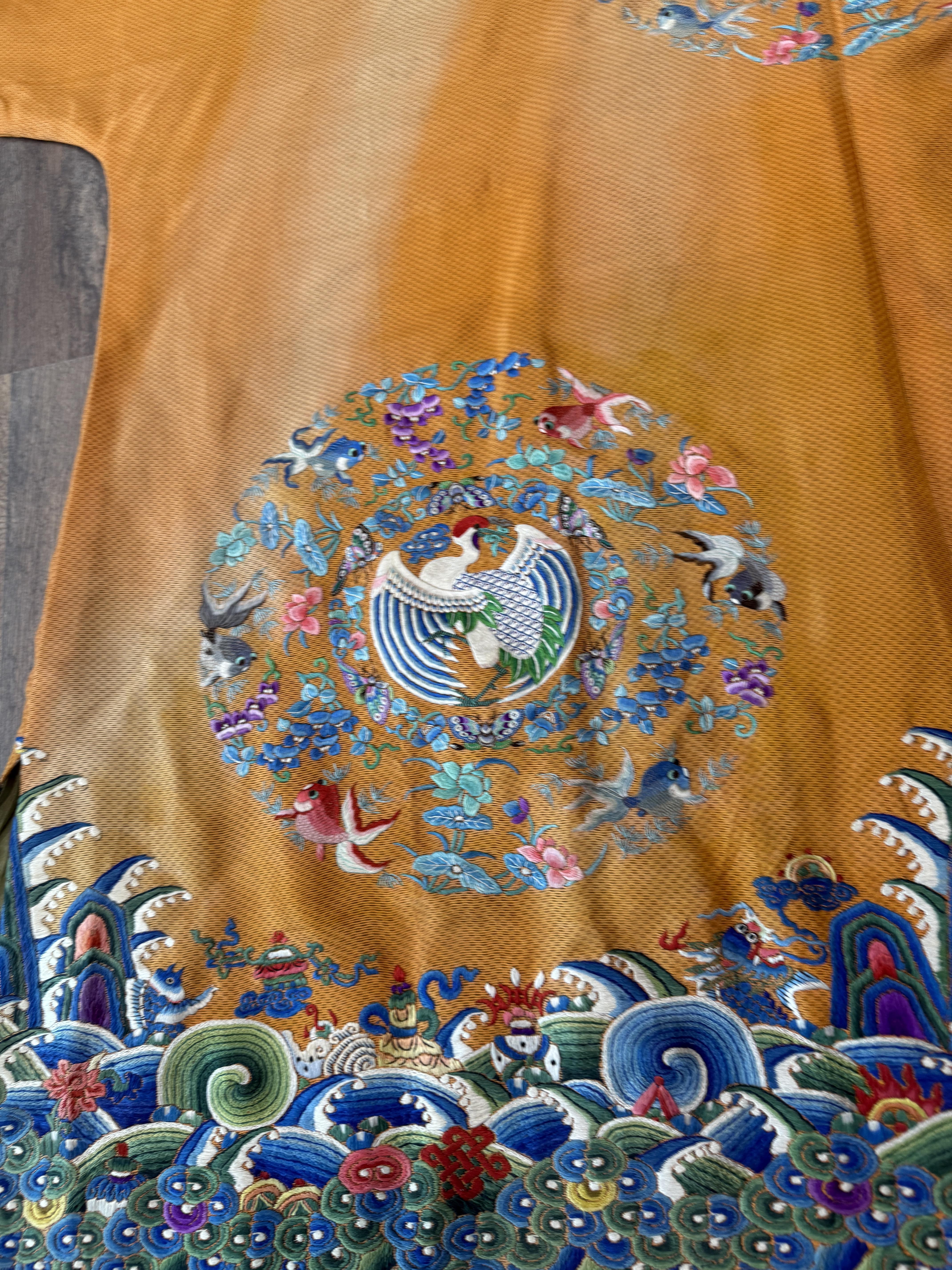 Majestic, antico abito cinese di seta con gru della dinastia Qing 15