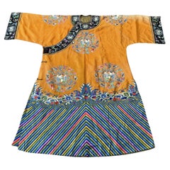Majestic Antique Chinese Silk Crane Robe Qing Dynasty