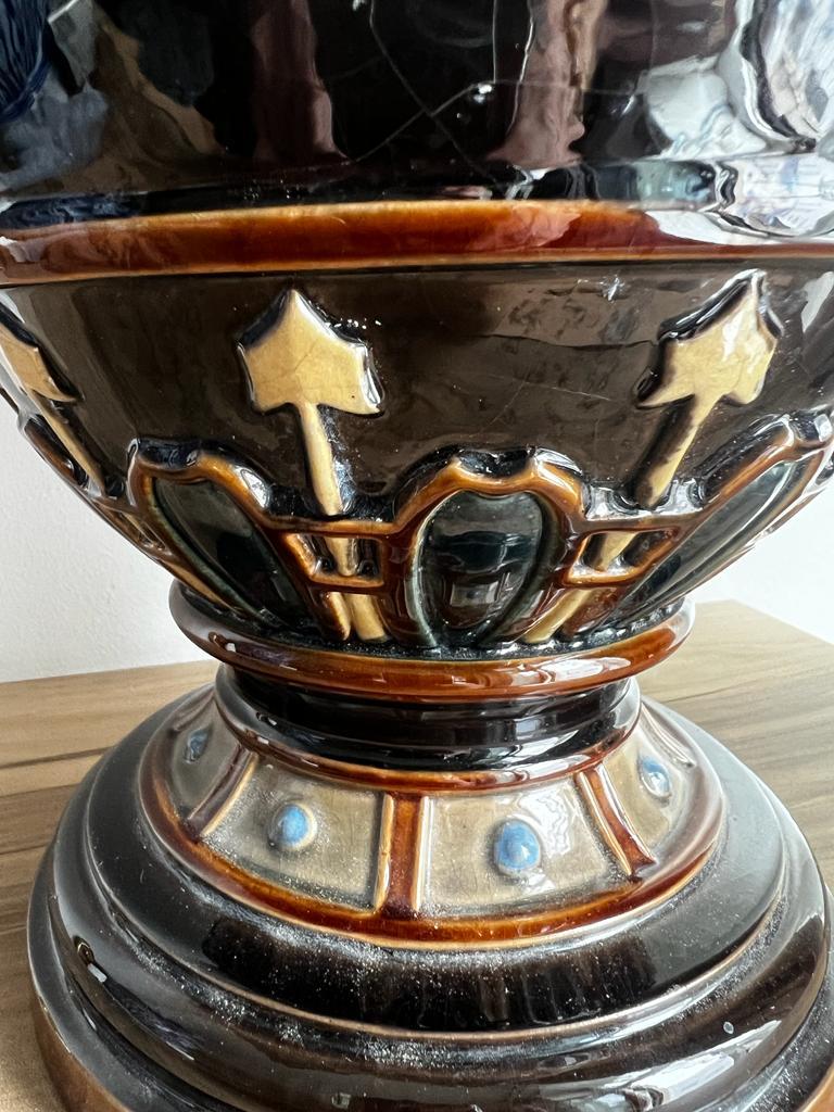 Classical Greek Majestic Antique Majolica Vase/ Urn ca 1900 For Sale