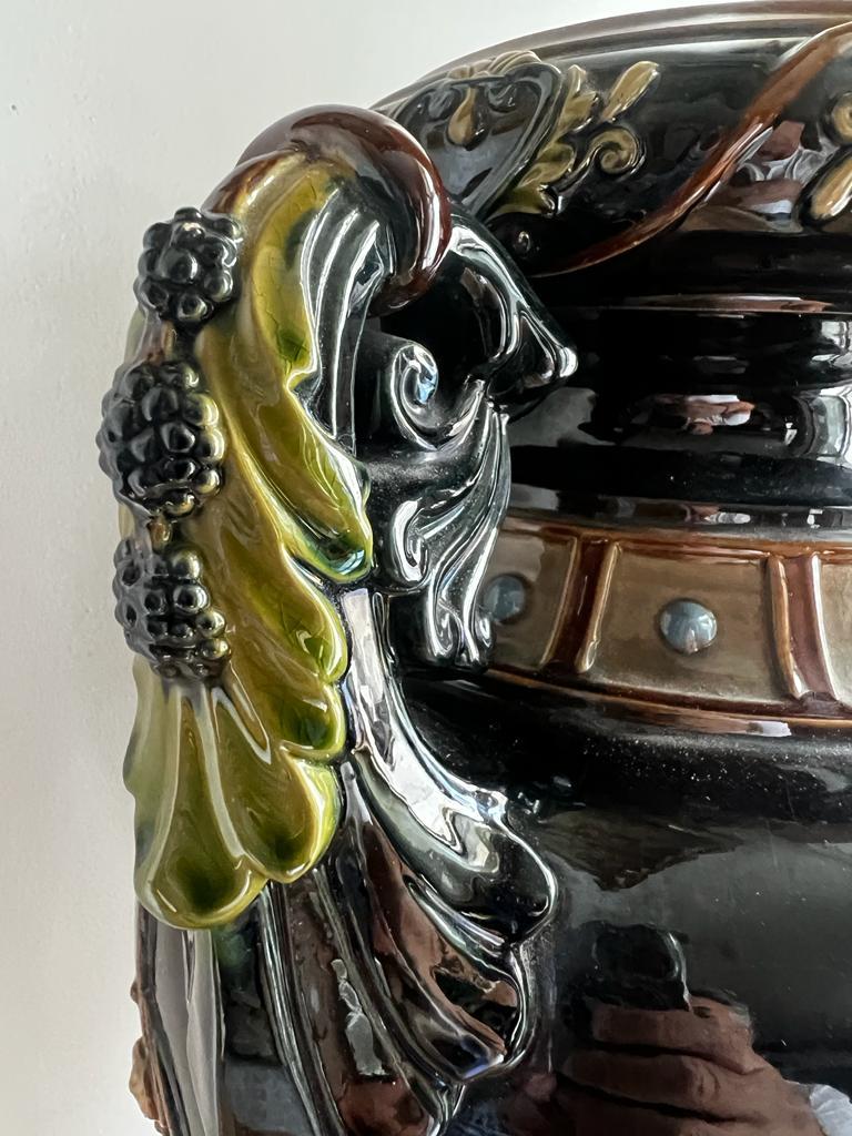 Hand-Crafted Majestic Antique Majolica Vase/ Urn ca 1900  For Sale