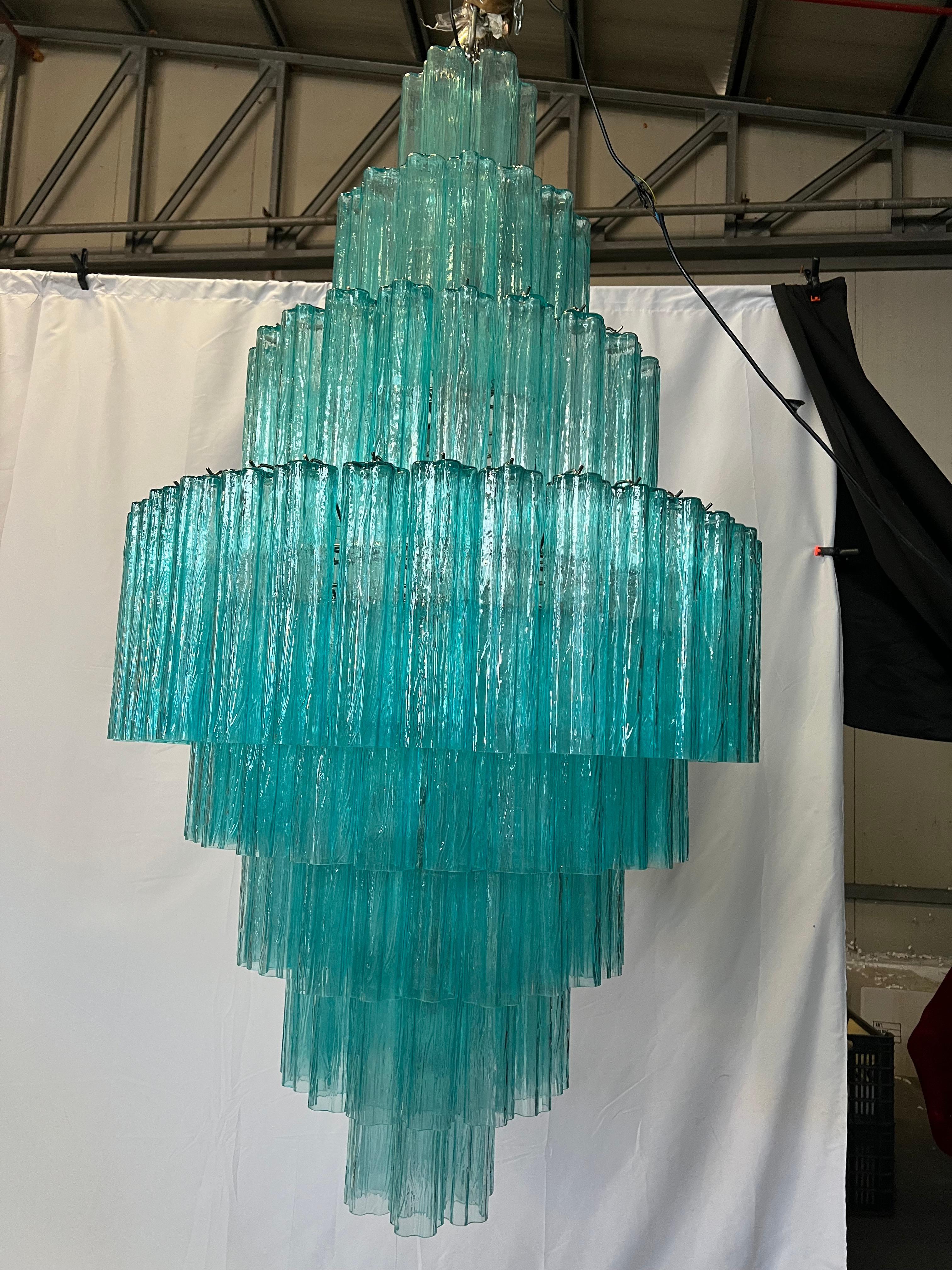 Majestic Aquamarine  Murano Chandelier by Valentina Planta For Sale 7