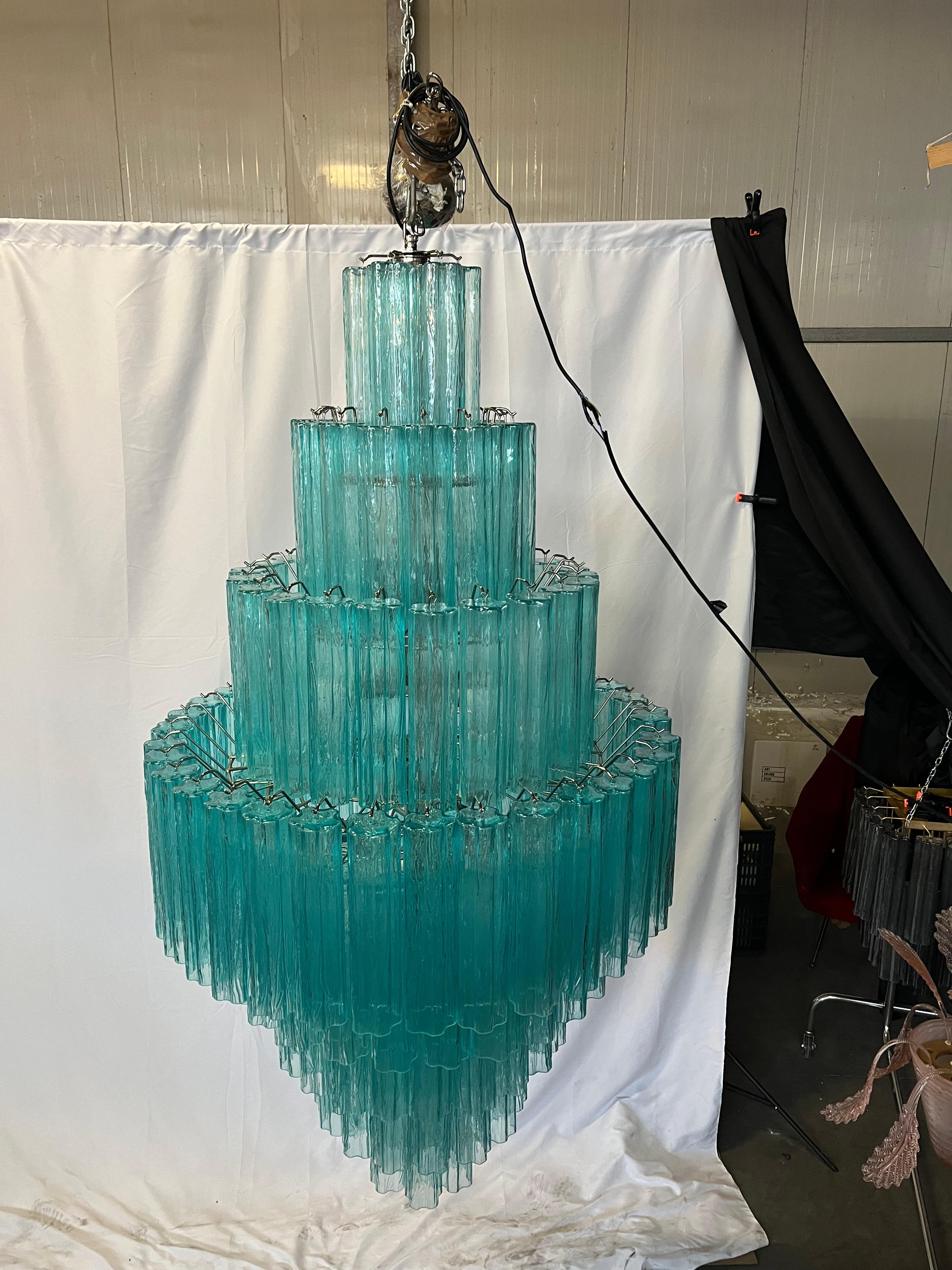 Majestic Aquamarine  Murano Chandelier by Valentina Planta For Sale 8