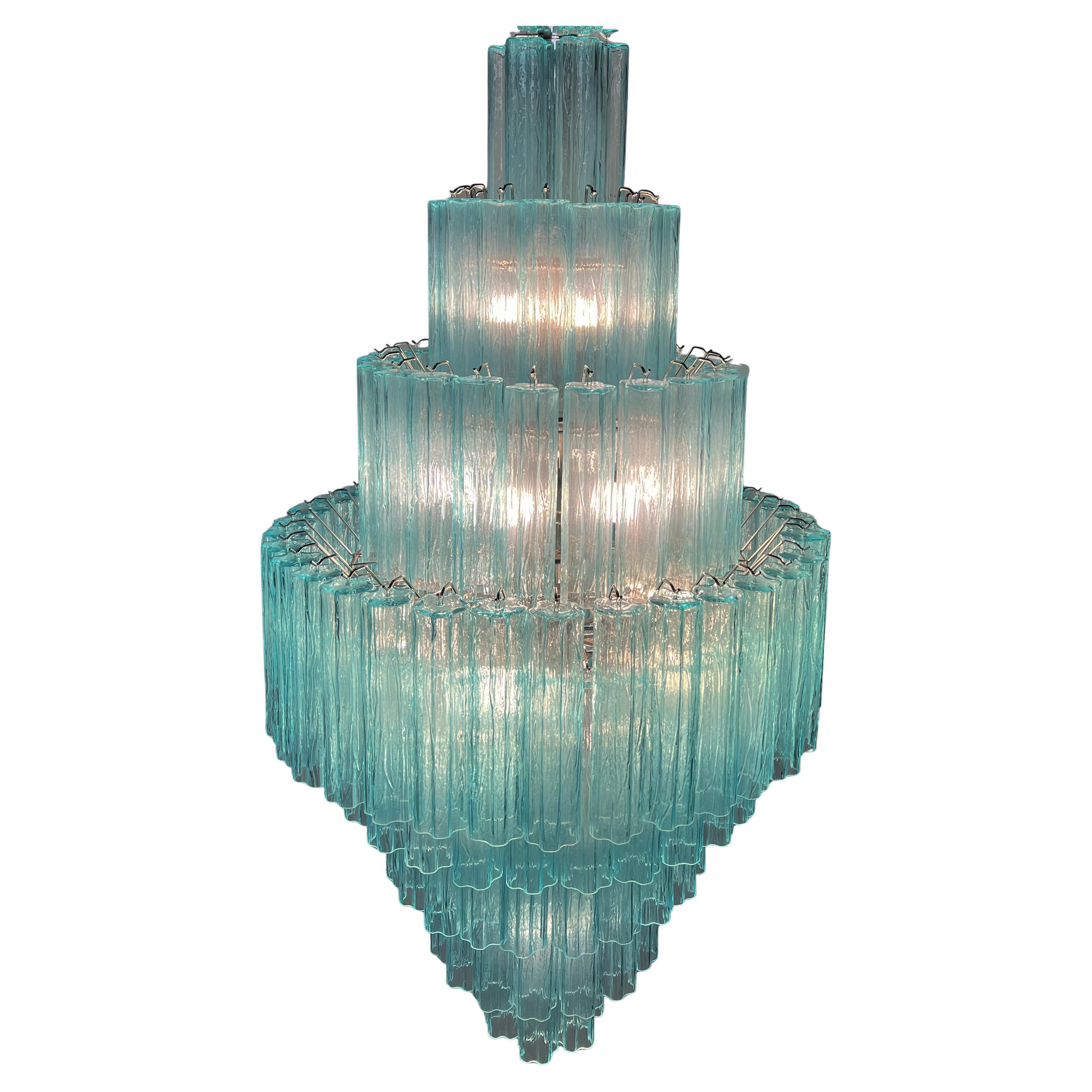 Stunning chandelier designed by Valentina Planta. Each piece consists of about 140 elements made of pure Murano glass. They can illuminate a large hall of the ideal height of at least 4.30 meters or the lobby of a Villa. Extraordinary also to