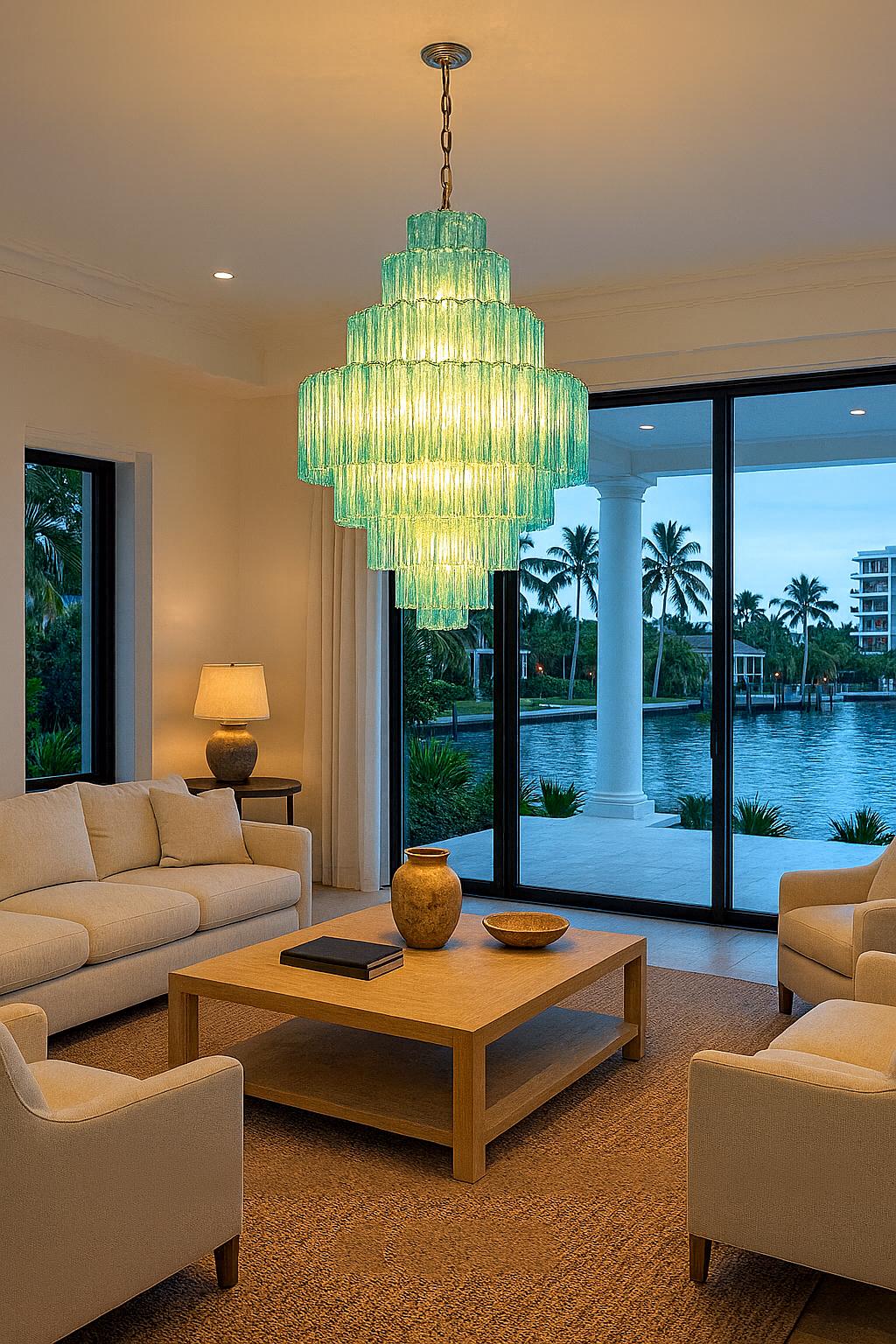 Italiano Acquamarina Majestic  Lampadario di Murano di Valentina Planta in vendita