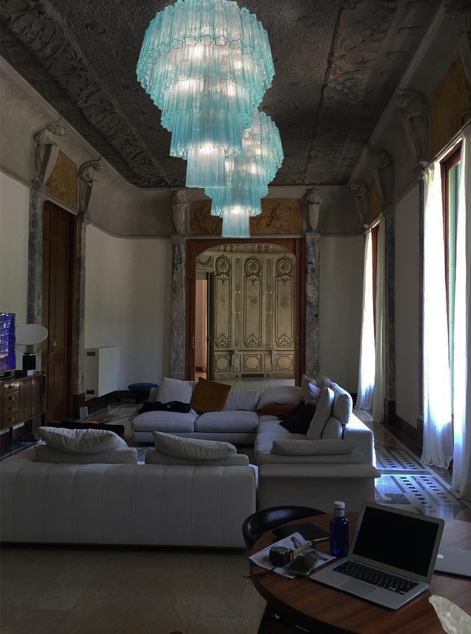 Majestic Aquamarine  Murano Chandelier by Valentina Planta In New Condition For Sale In Budapest, HU