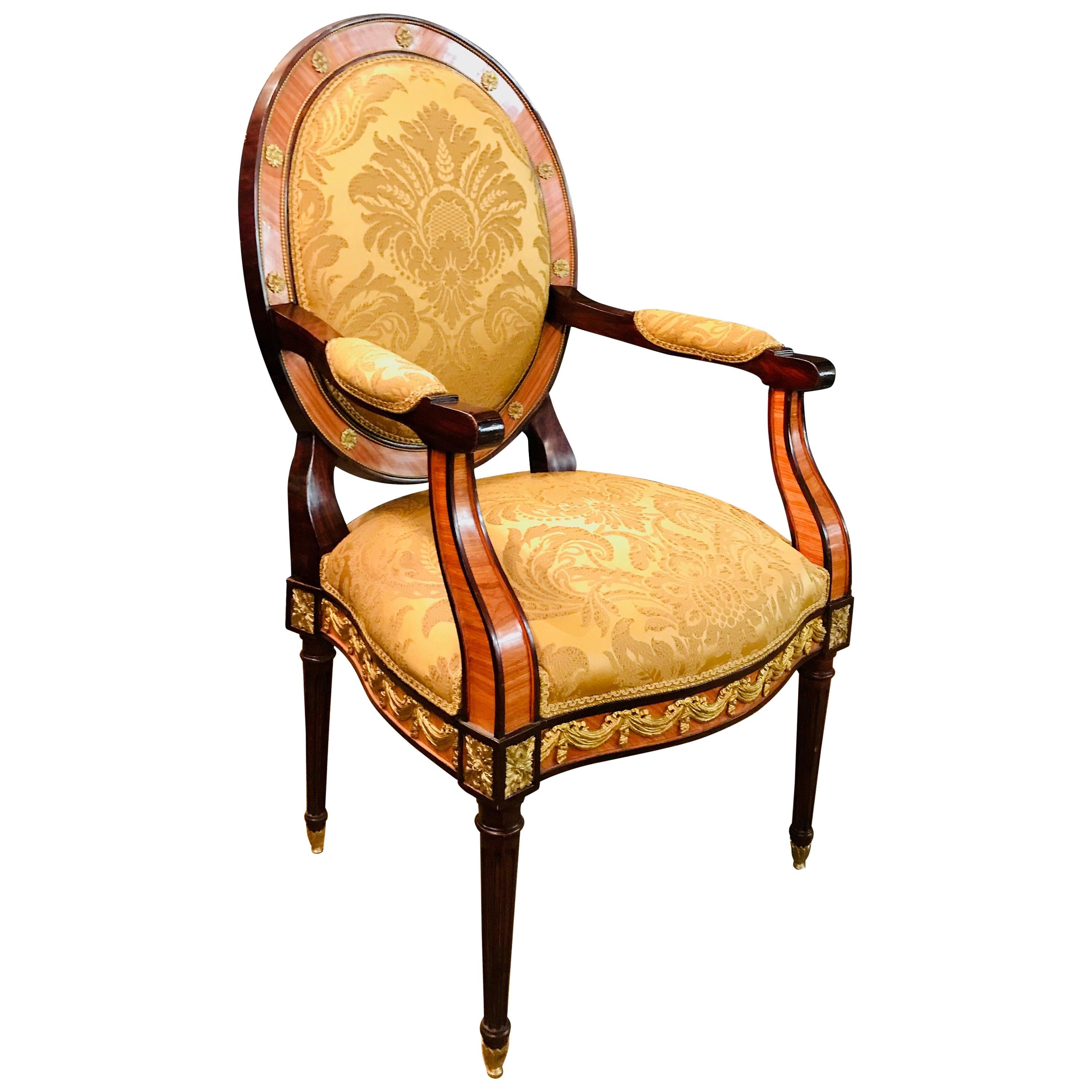 Majestic Armchair in Louis Seize Style with Bronze