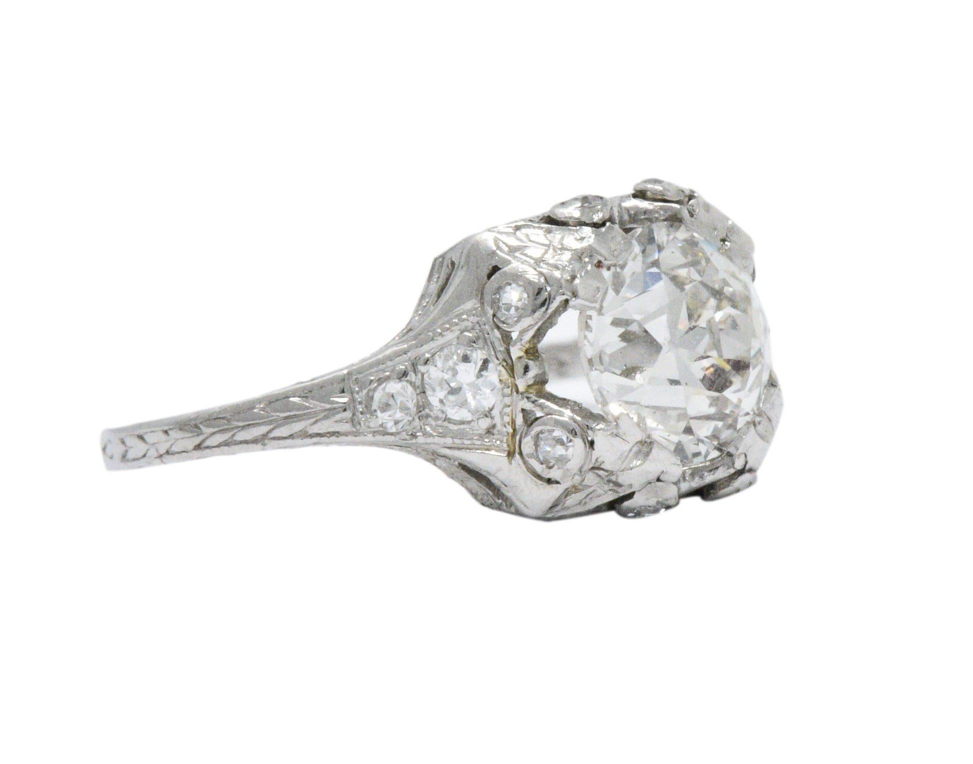 Majestic Art Deco 1.25 CTW Diamond & Platinum Alternative Ring GIA In Good Condition In Philadelphia, PA