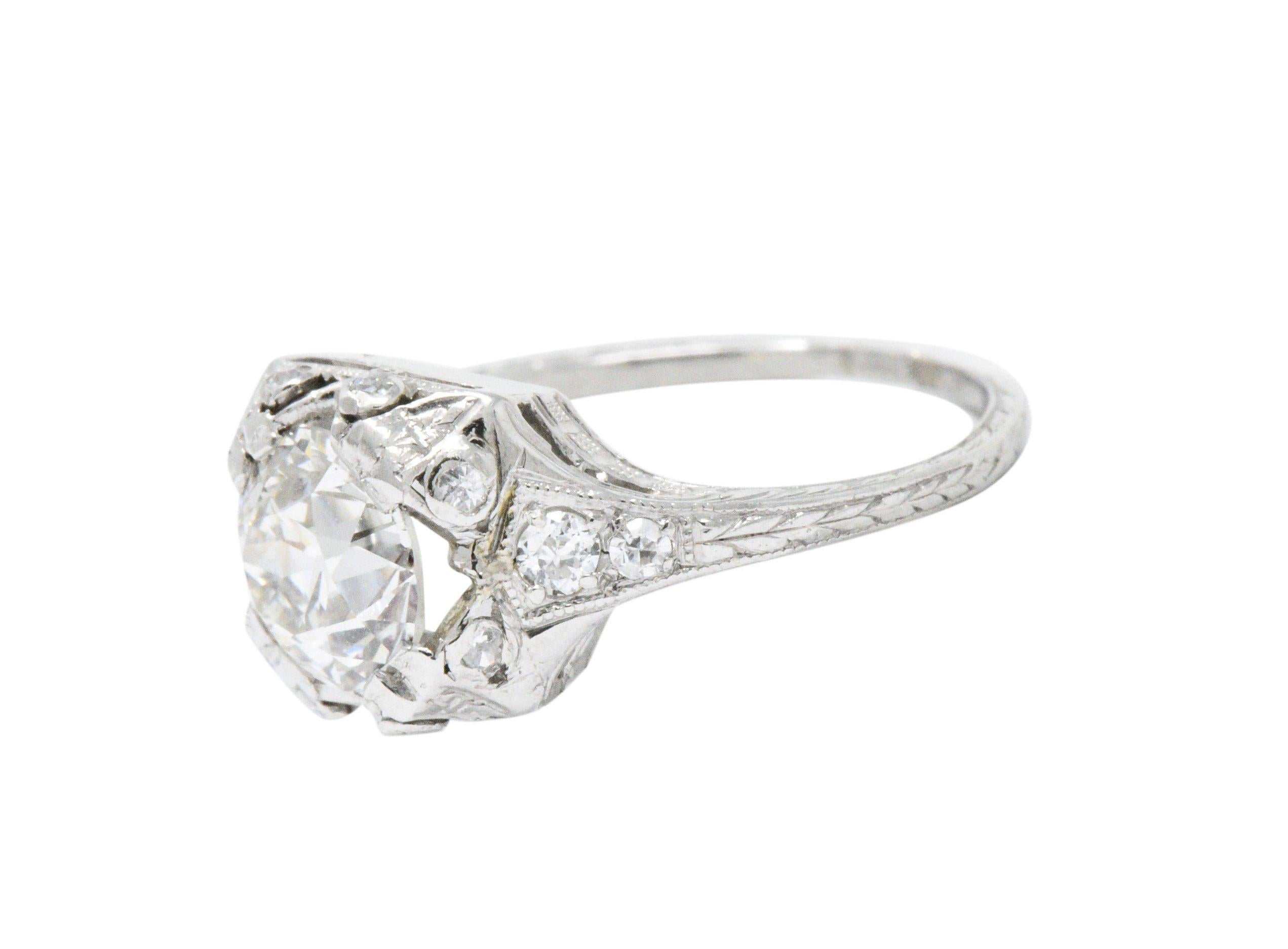 Majestic Art Deco 1.25 CTW Diamond & Platinum Alternative Ring GIA 1