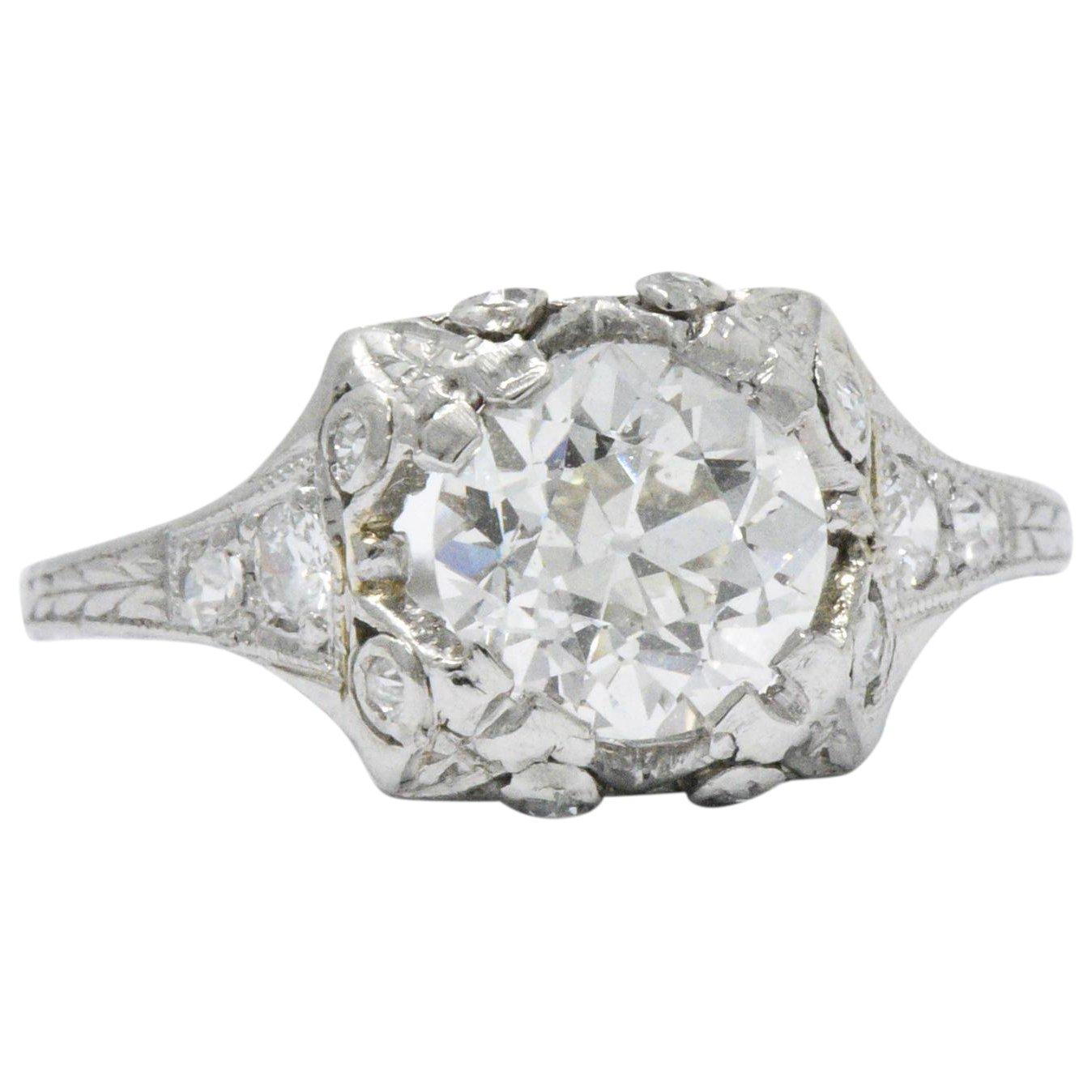 Majestic Art Deco 1.25 CTW Diamond & Platinum Alternative Ring GIA