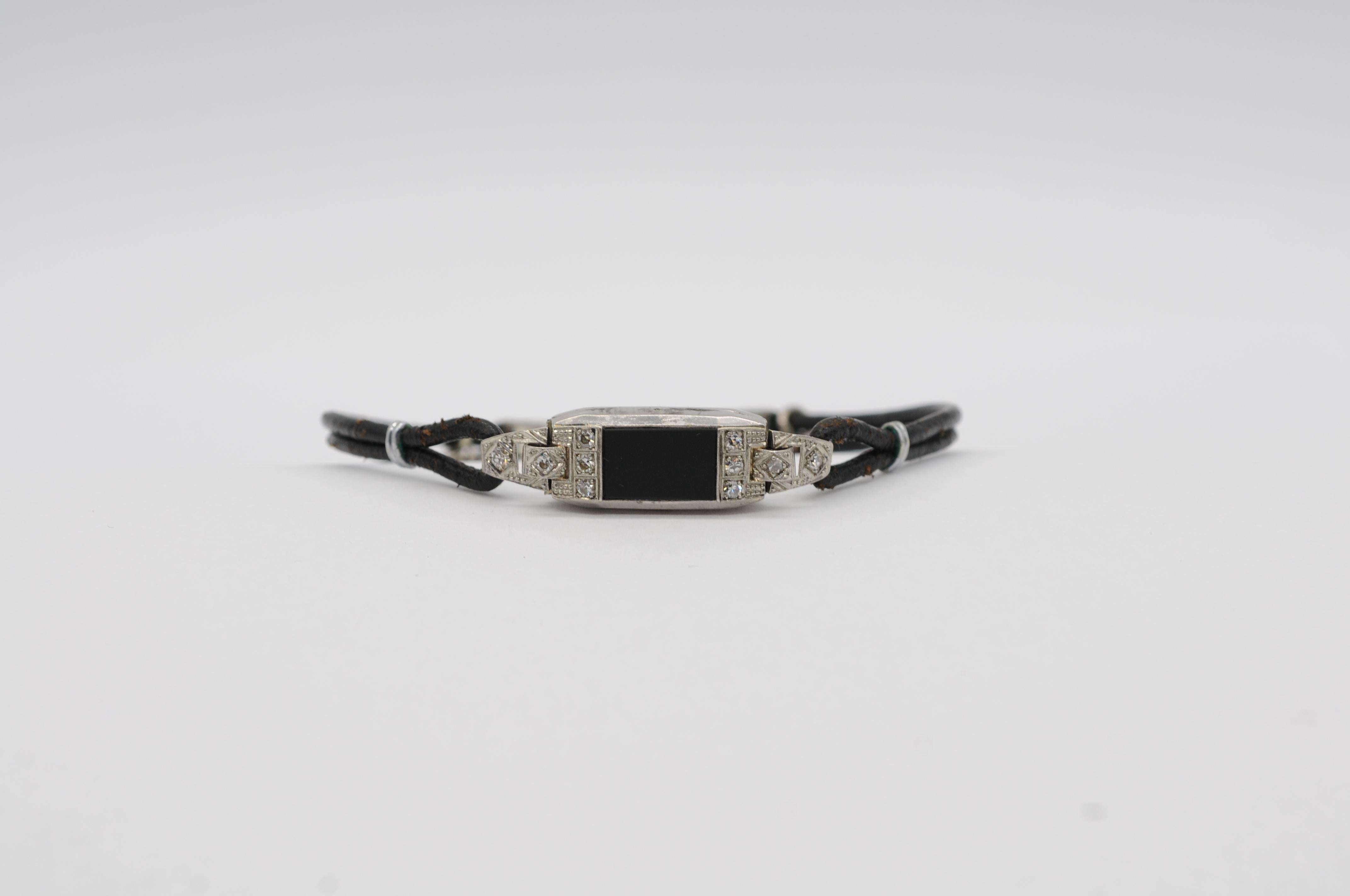 Majestueux bracelet Art déco avec diamants, platine et onyx en vente 5
