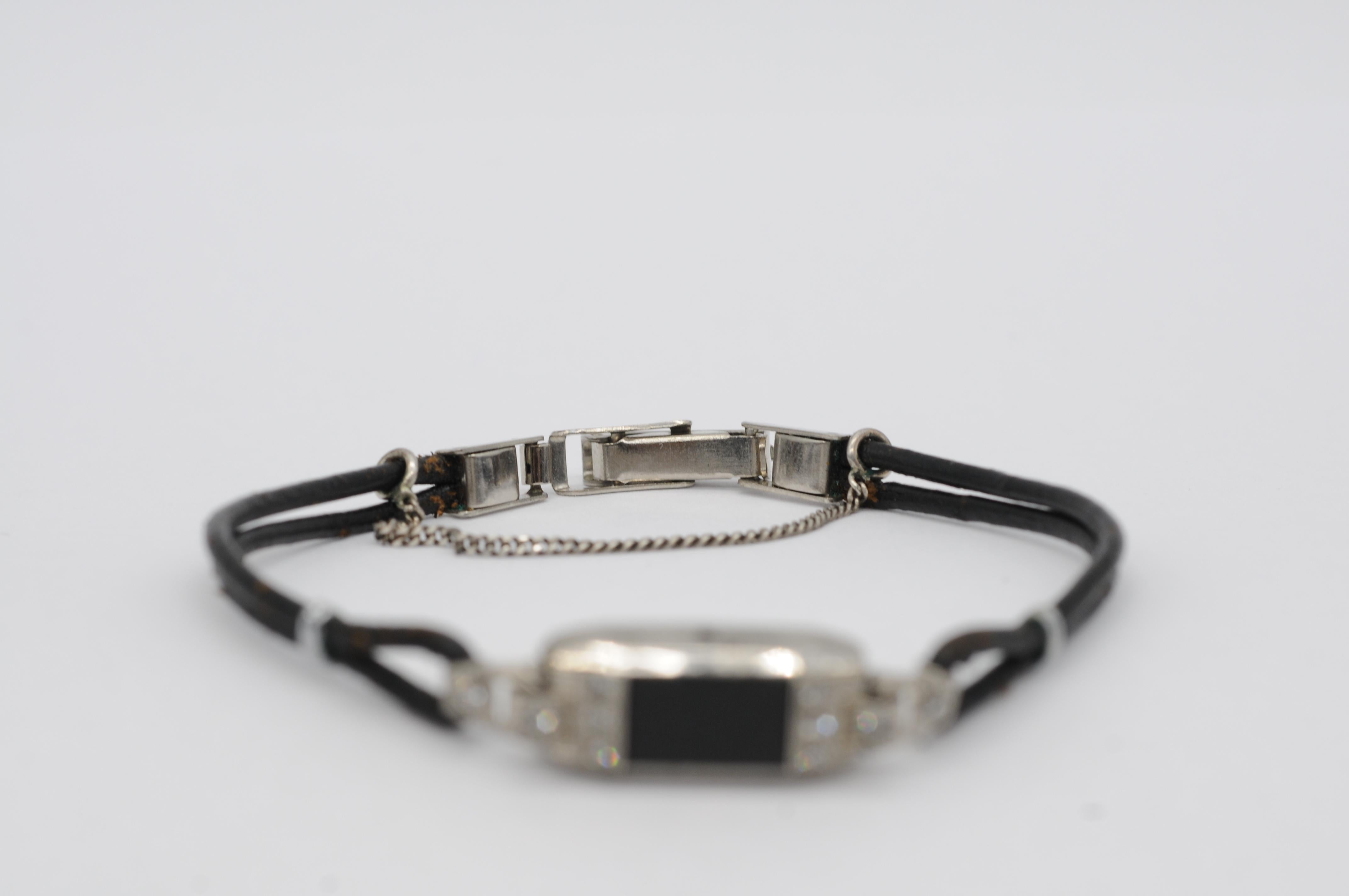 Majestueux bracelet Art déco avec diamants, platine et onyx en vente 6