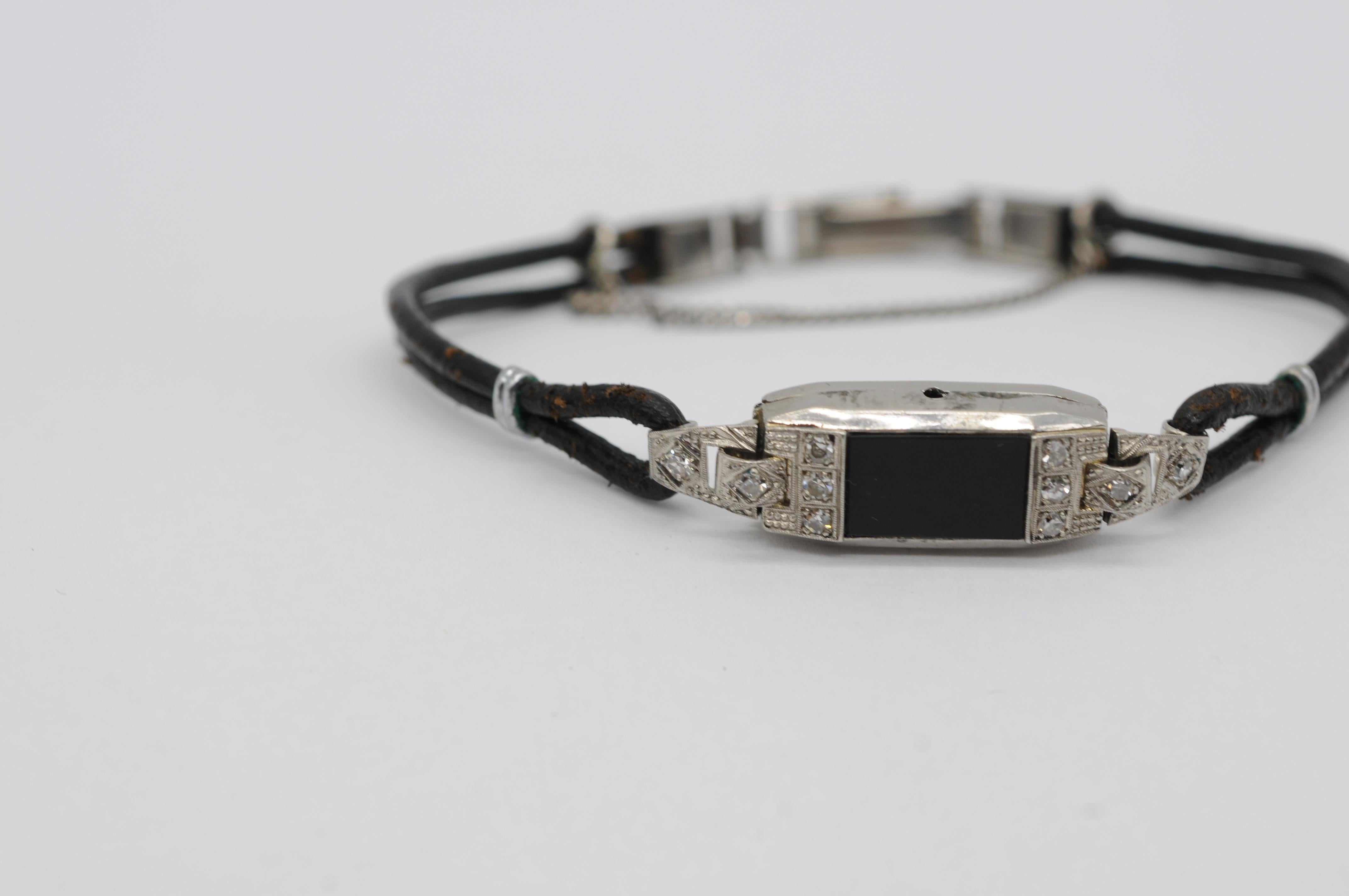 Majestueux bracelet Art déco avec diamants, platine et onyx en vente 9