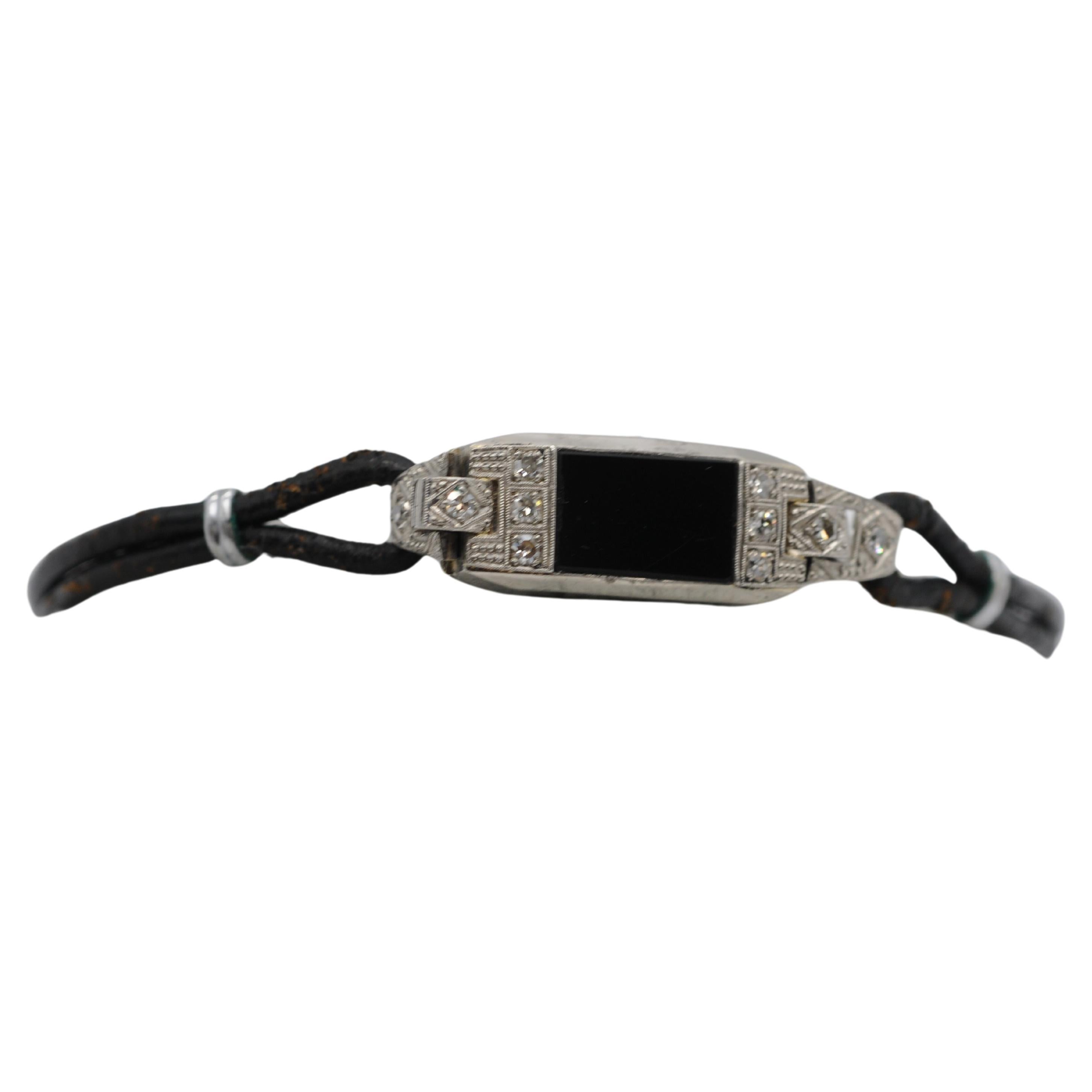 Majestic Art Deco bracelet with diamond platin and Onyx