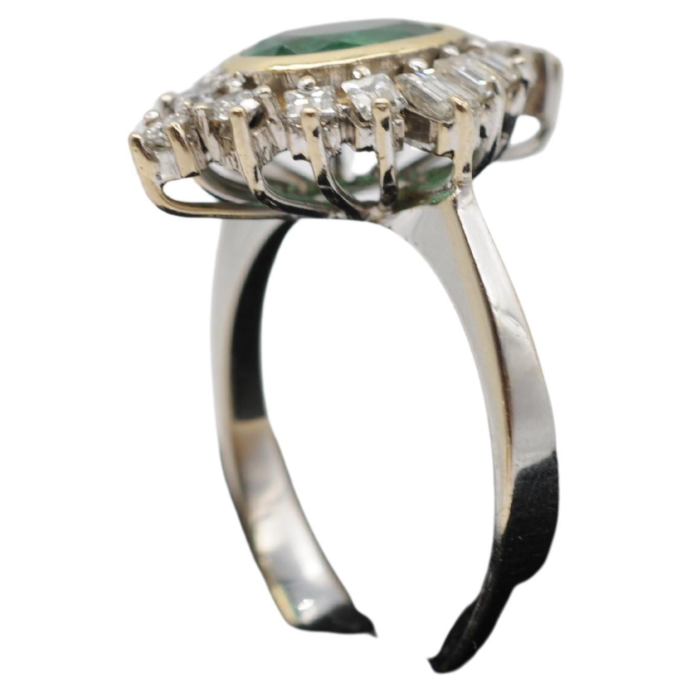 Anello Art deco con smeraldo Zambia da 1,25 carati in oro 18 carati in vendita 3