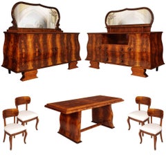 Used Art Deco Dining Room set, sideboards, table & chairs, Atelier Borsani attributed