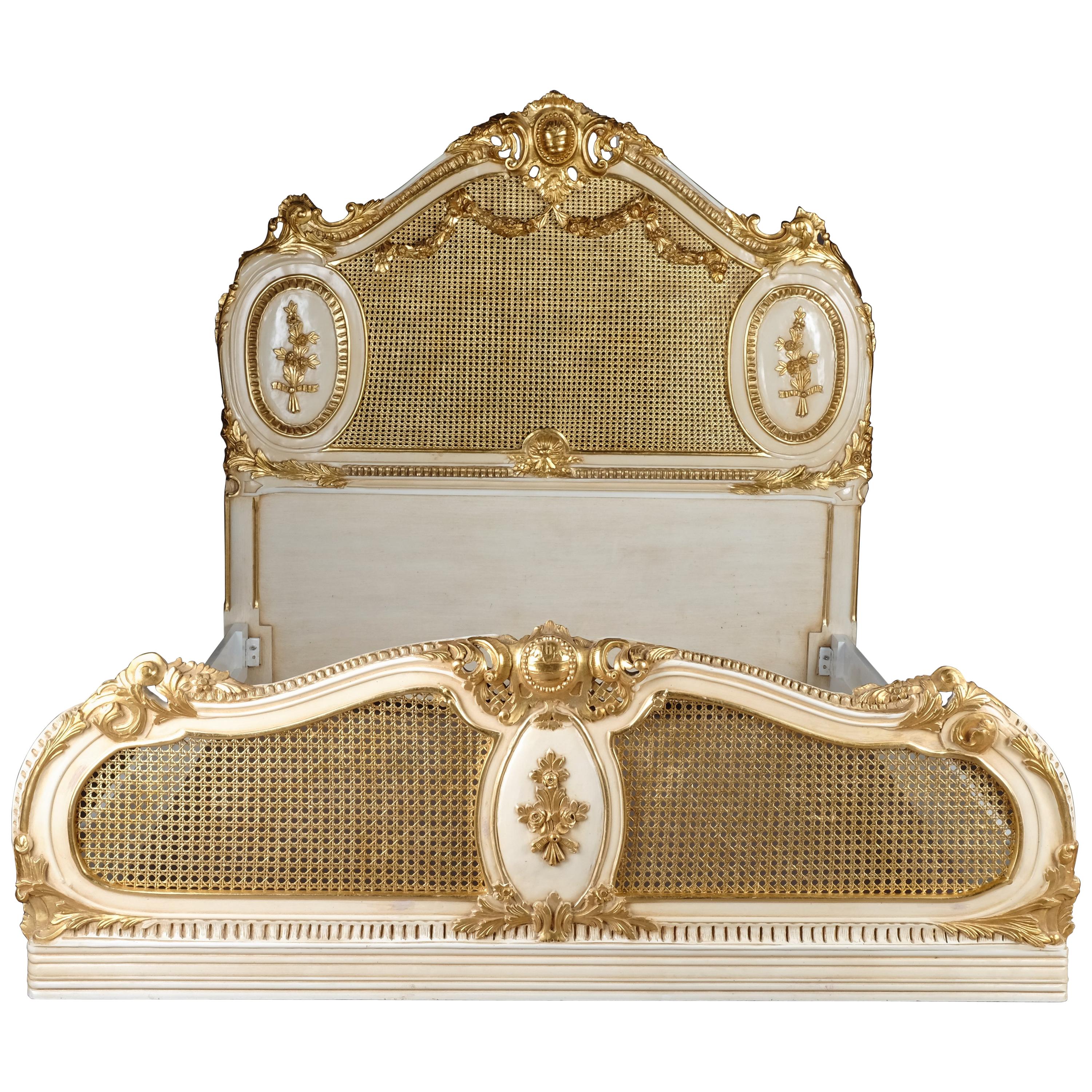 Majestic Baroque Bed in the Style of Louis XVI For Sale