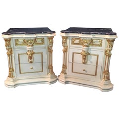 Majestic Baroque Bedside Commode / shelve in the Style of Louis XVI beech carved