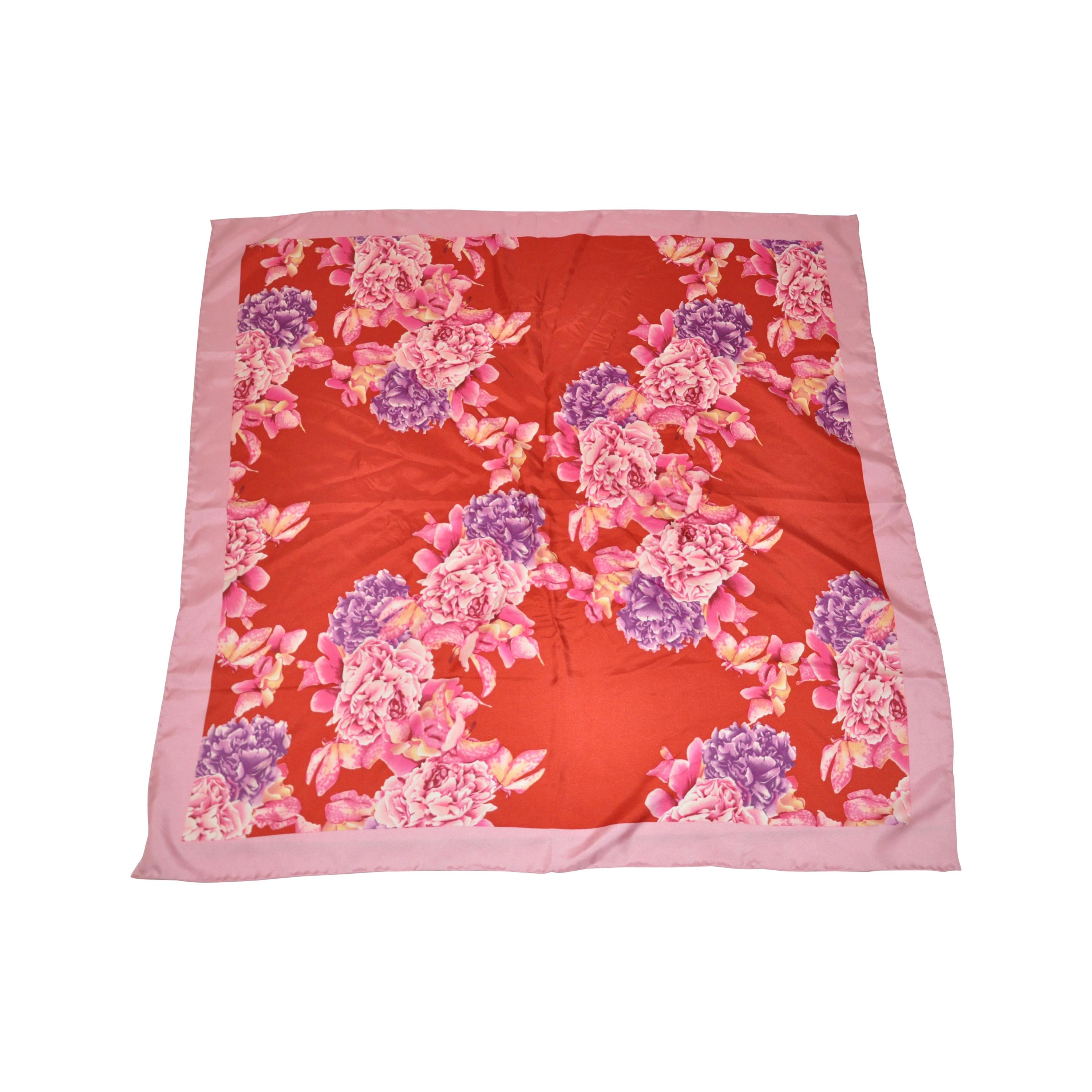 Majestic & Beautiful Vivid "Shades of Red, Pink & Violet  Roses"  Silk Scarf 