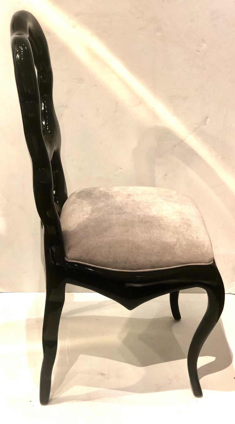 Majestic Big Dining Chairs in Solid Mahogany Frames Lacquered at 1stDibs