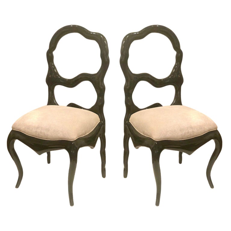 Majestic Big Dining Chairs in Solid Mahogany Frames Lacquered at 1stDibs