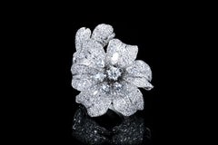 Majestic Bloom Jewelry Ring 18K White Gold Pave Diamonds- Handcrafted To Order