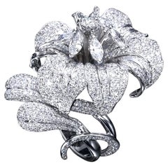 Majestic Bloom Jewelry Ring 18K White Gold Pave Diamonds- Handcrafted To Order