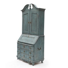 Majestic Blue painted Rococo Bureau / Secretary