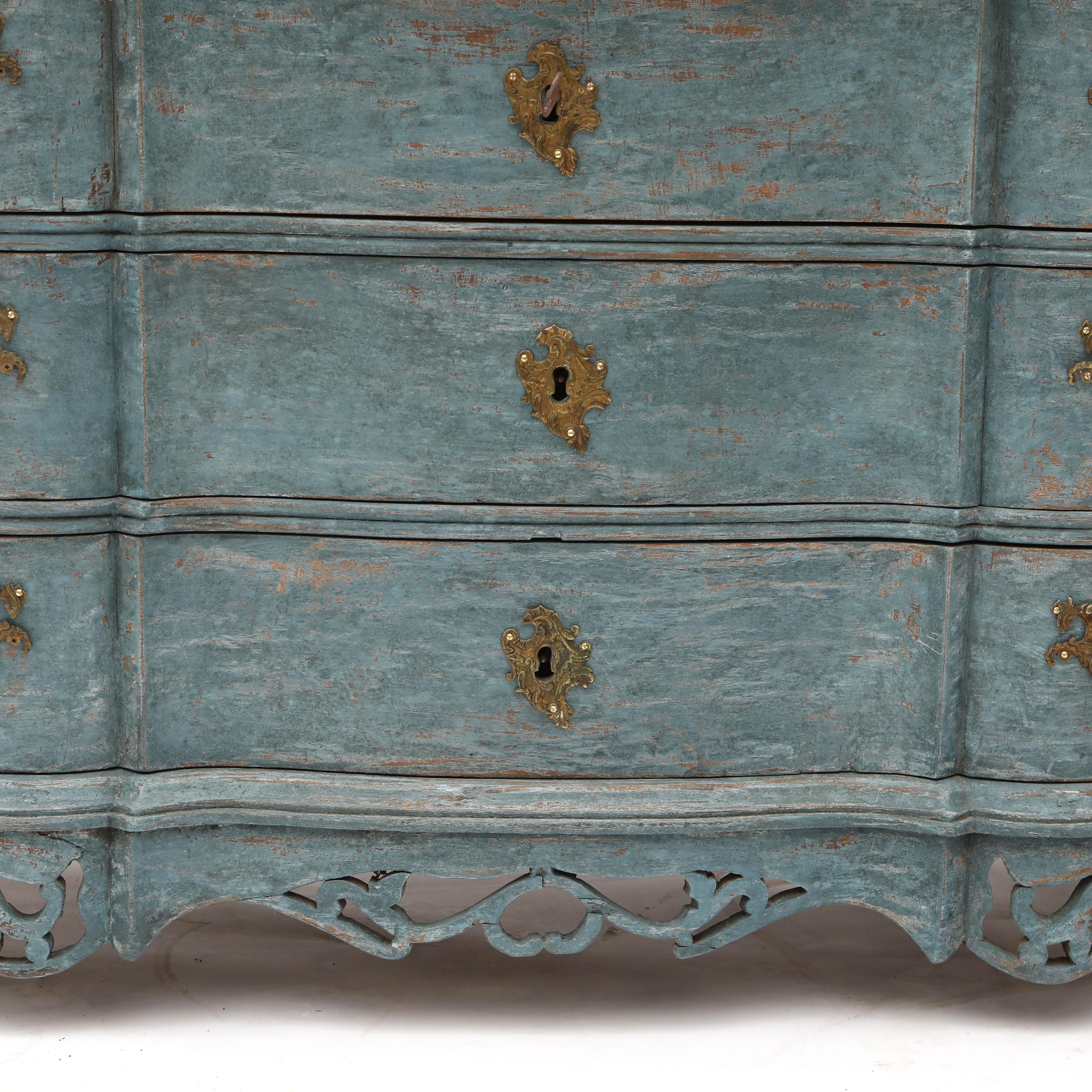 Majestic Blue painted Rococo Bureau / Secretary For Sale 2