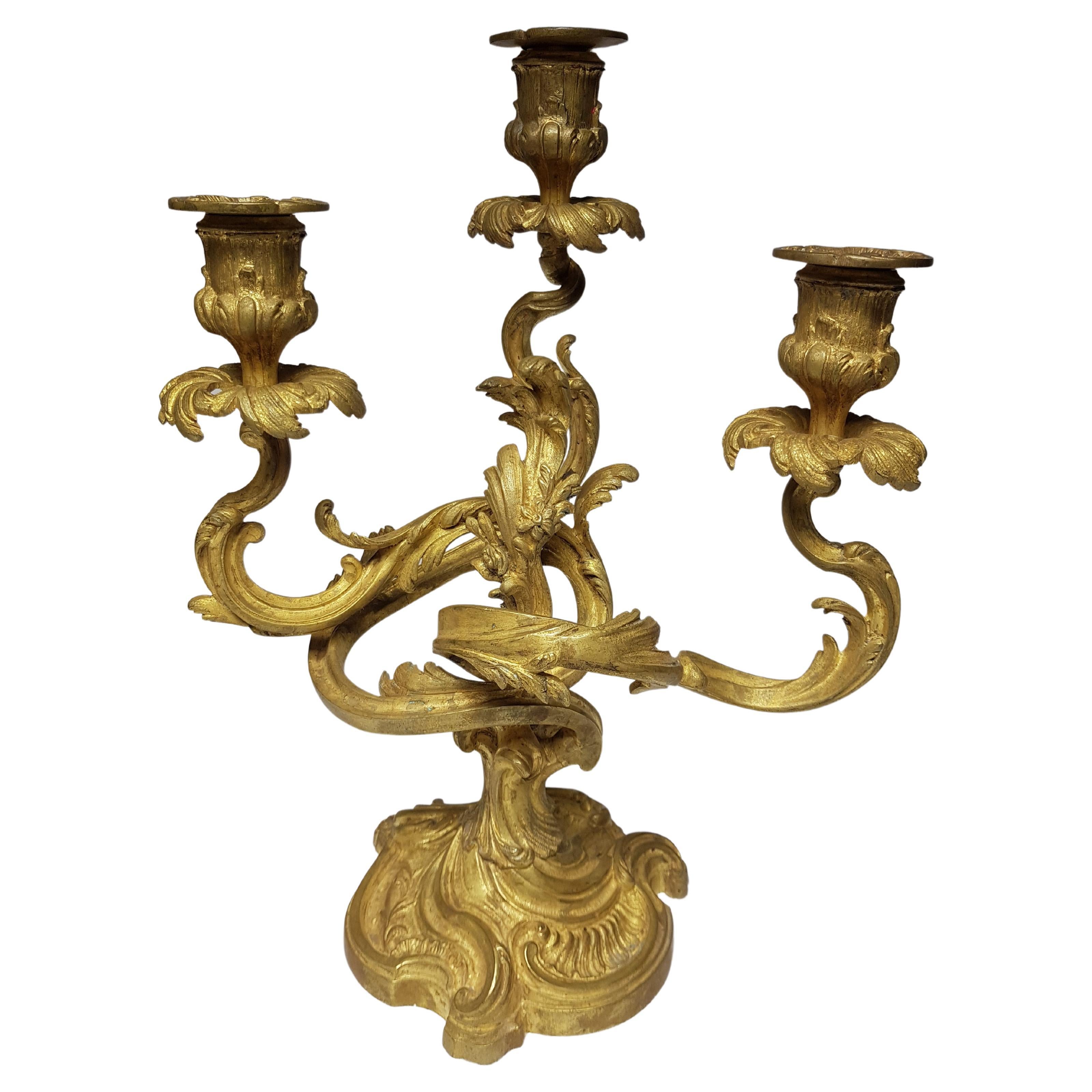 Majestic Brass Candlestick Pair, circa 1870 For Sale 5