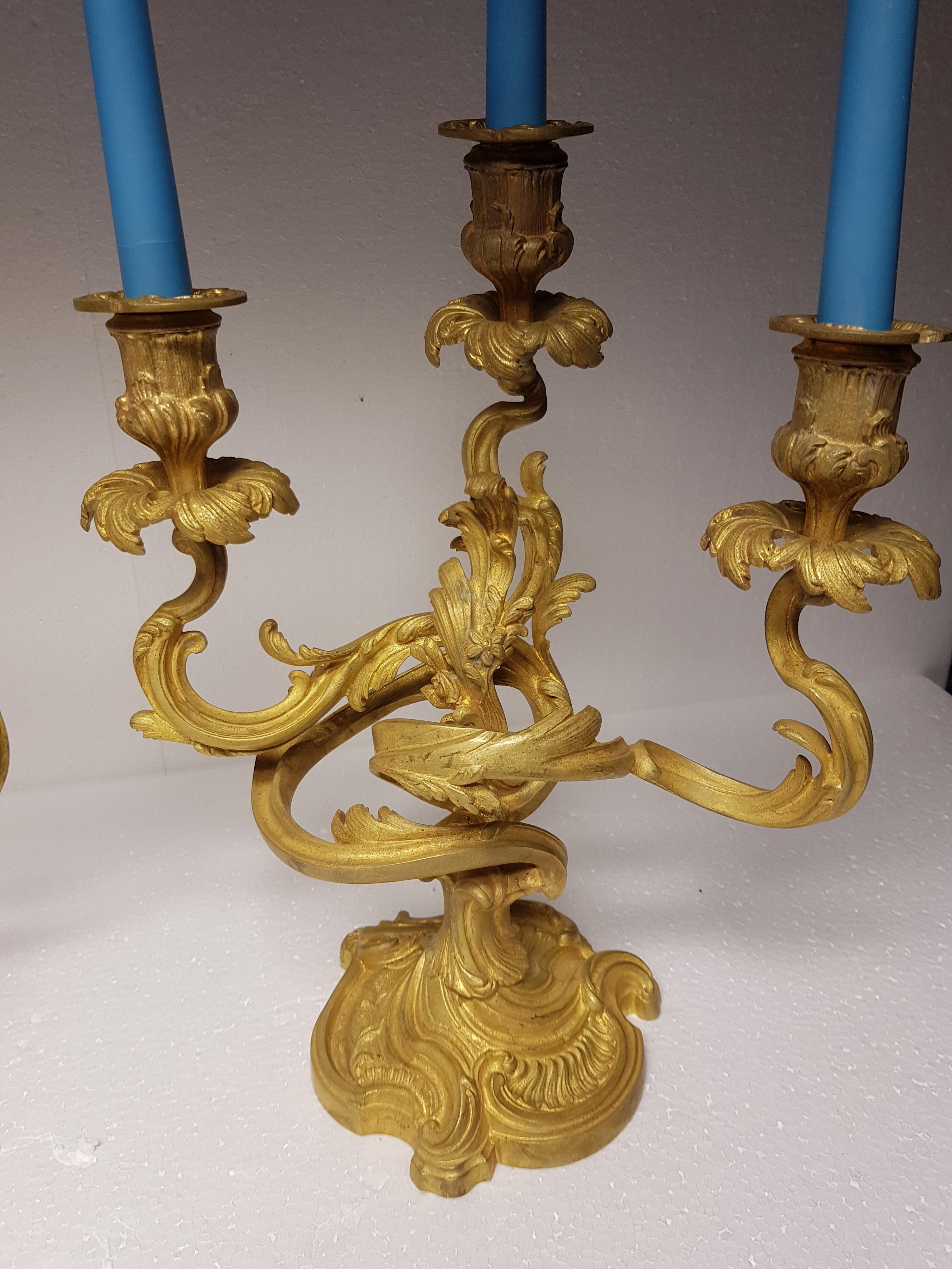 Majestic Brass Candlestick Pair, circa 1870 For Sale 7