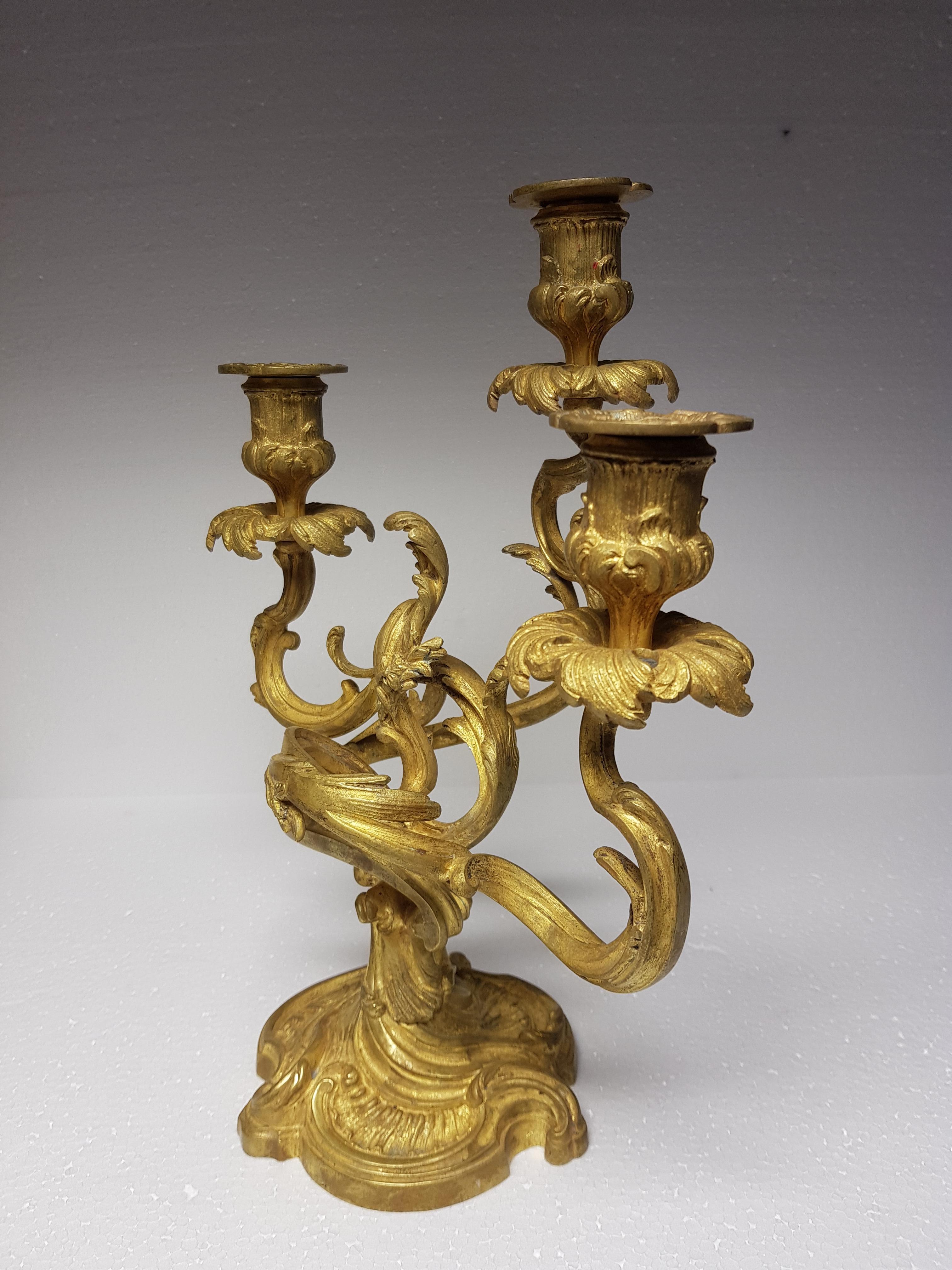 Majestic Brass Candlestick Pair, circa 1870 For Sale 14