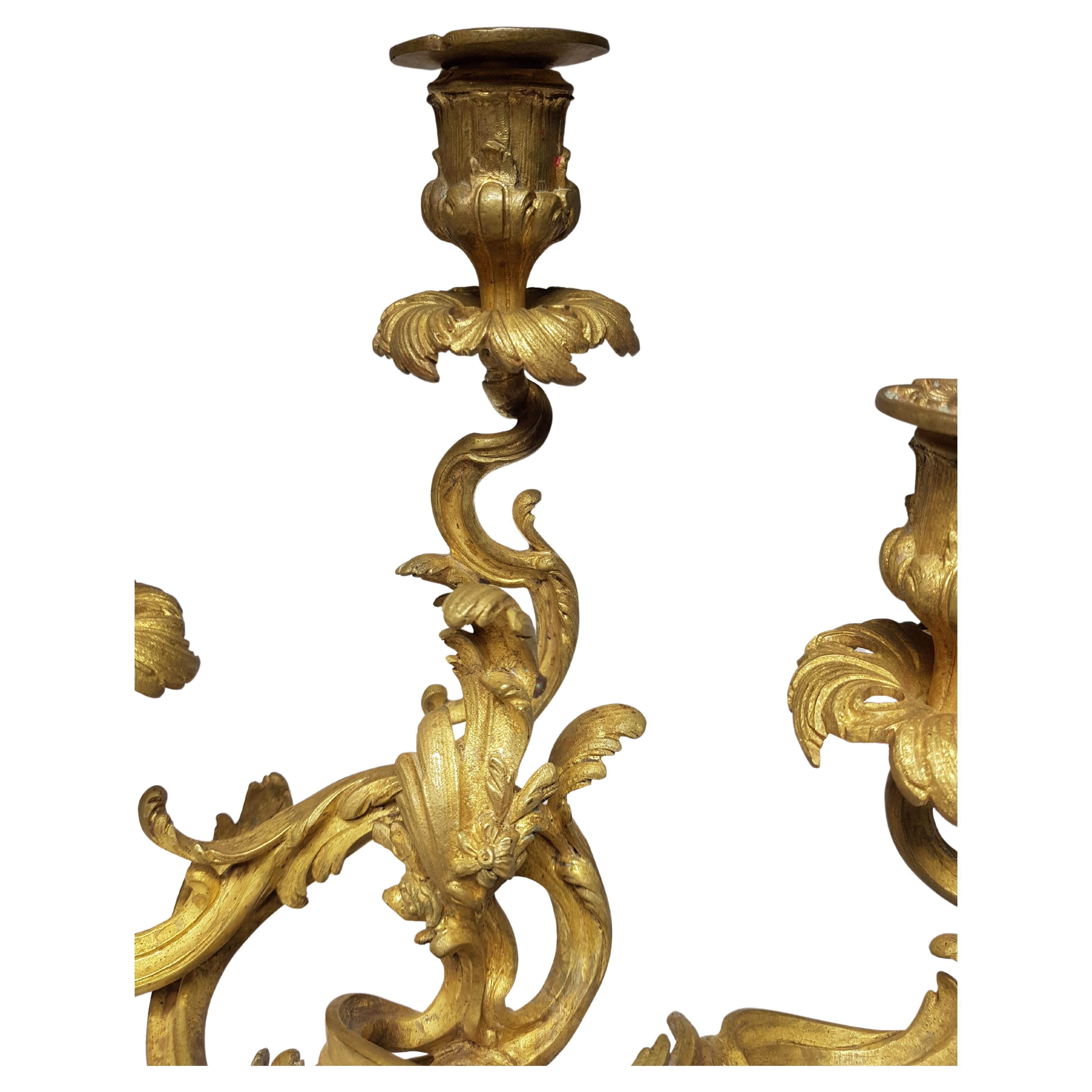Majestic Brass Candlestick Pair, circa 1870 For Sale 4