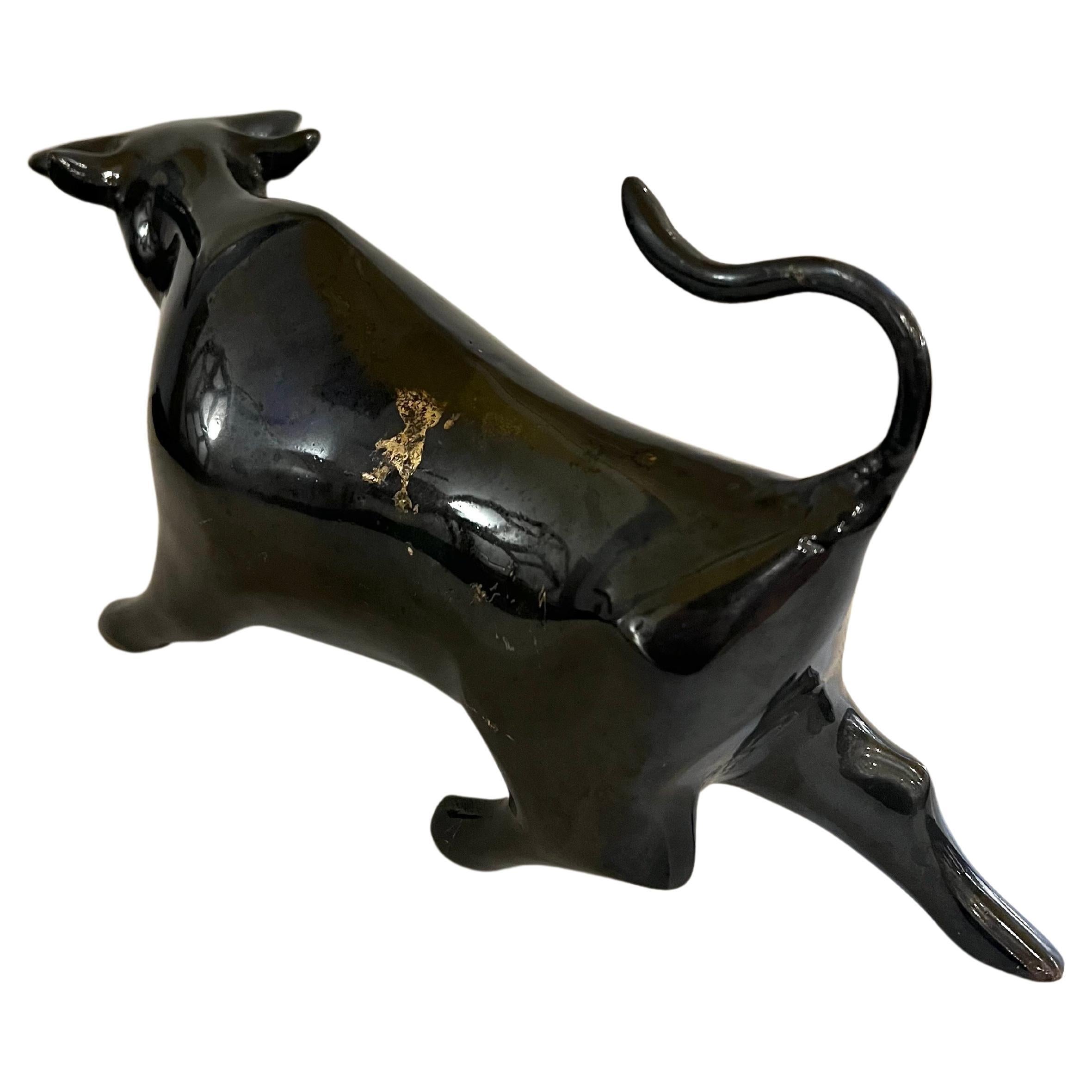 Indian Majestic Brass & Enameled Finish Bull Sculpture For Sale