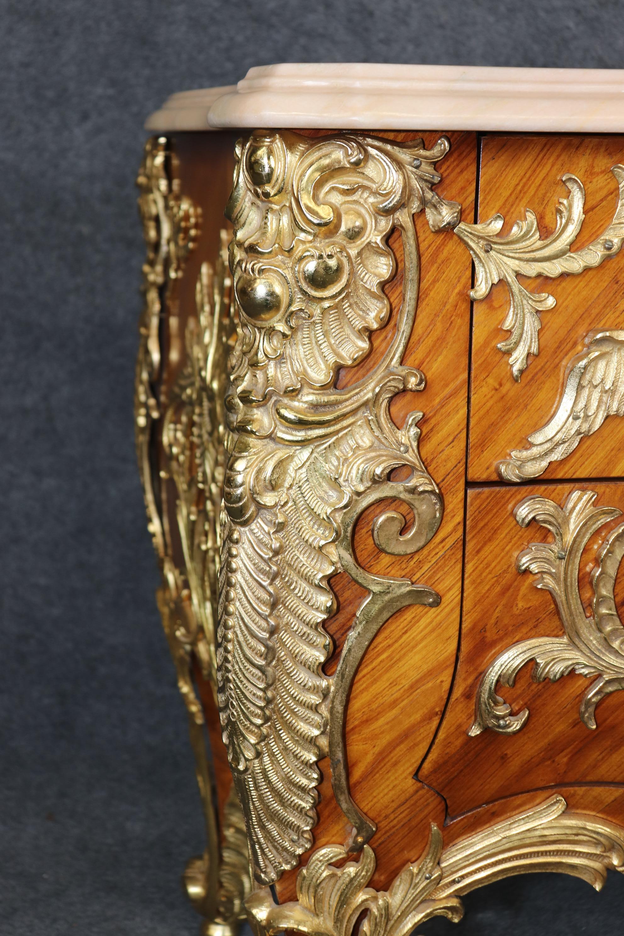 Majestic Bronze Dragon Ormolu Mounted Marble Top French Louis XV Sideboard 6