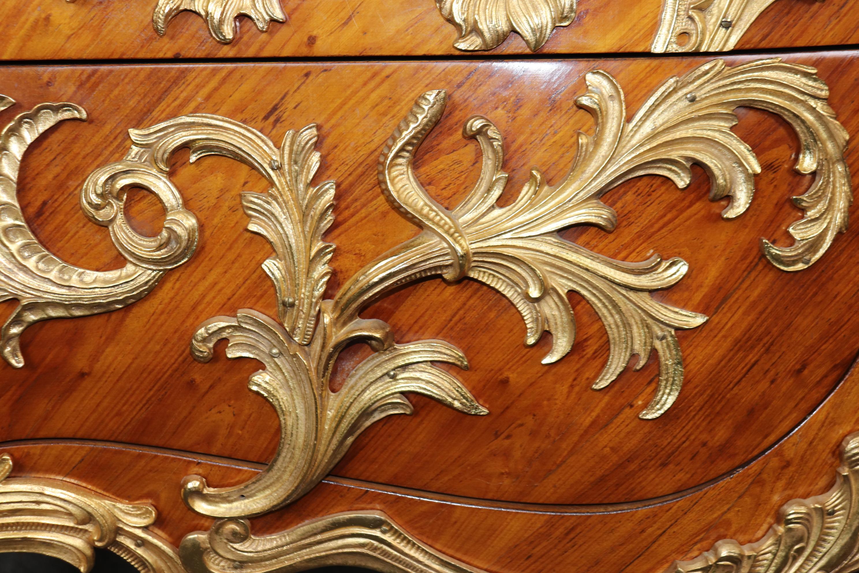 Majestic Bronze Dragon Ormolu Mounted Marble Top French Louis XV Sideboard 8