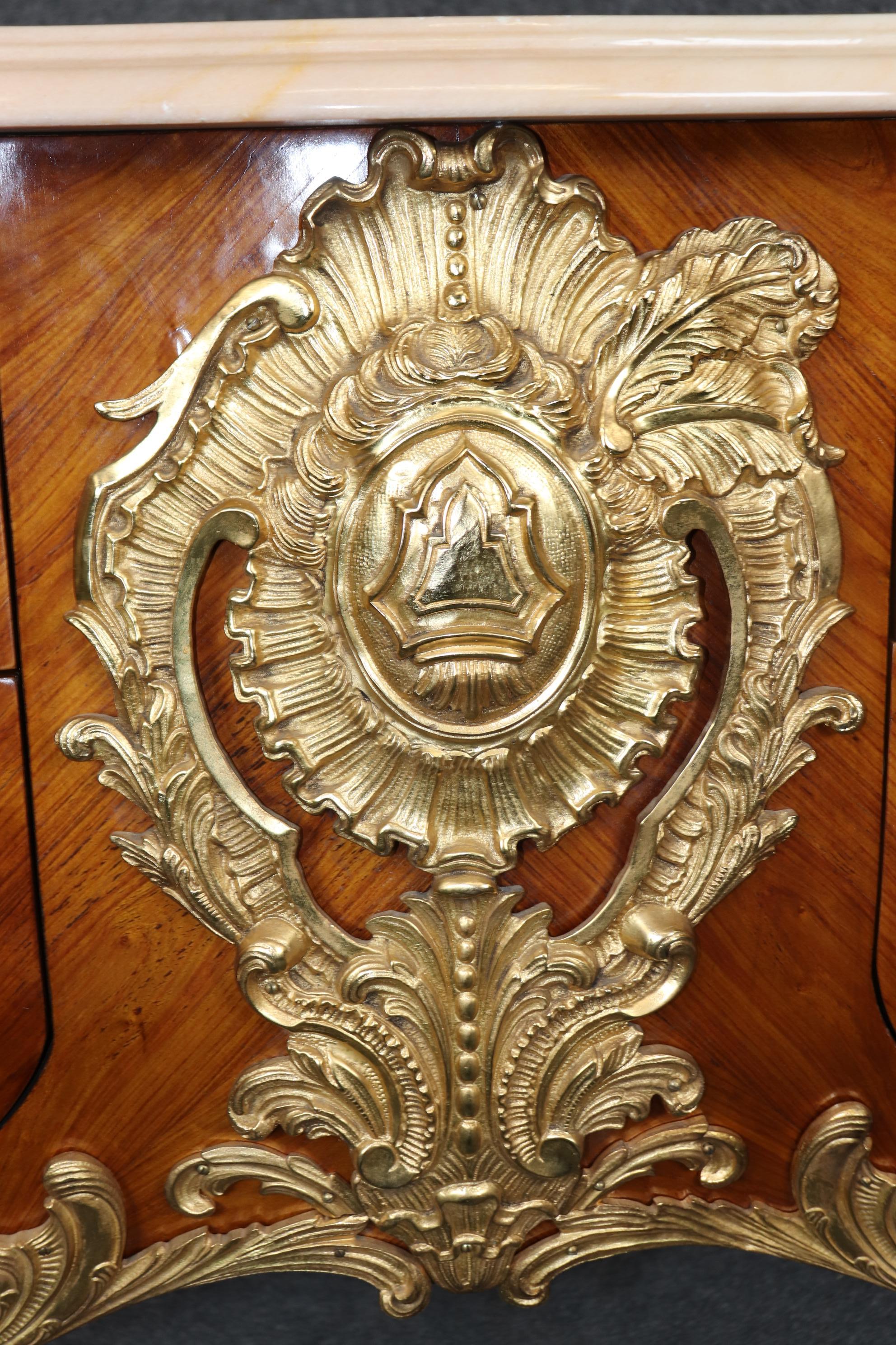 Majestic Bronze Dragon Ormolu Mounted Marble Top French Louis XV Sideboard 1
