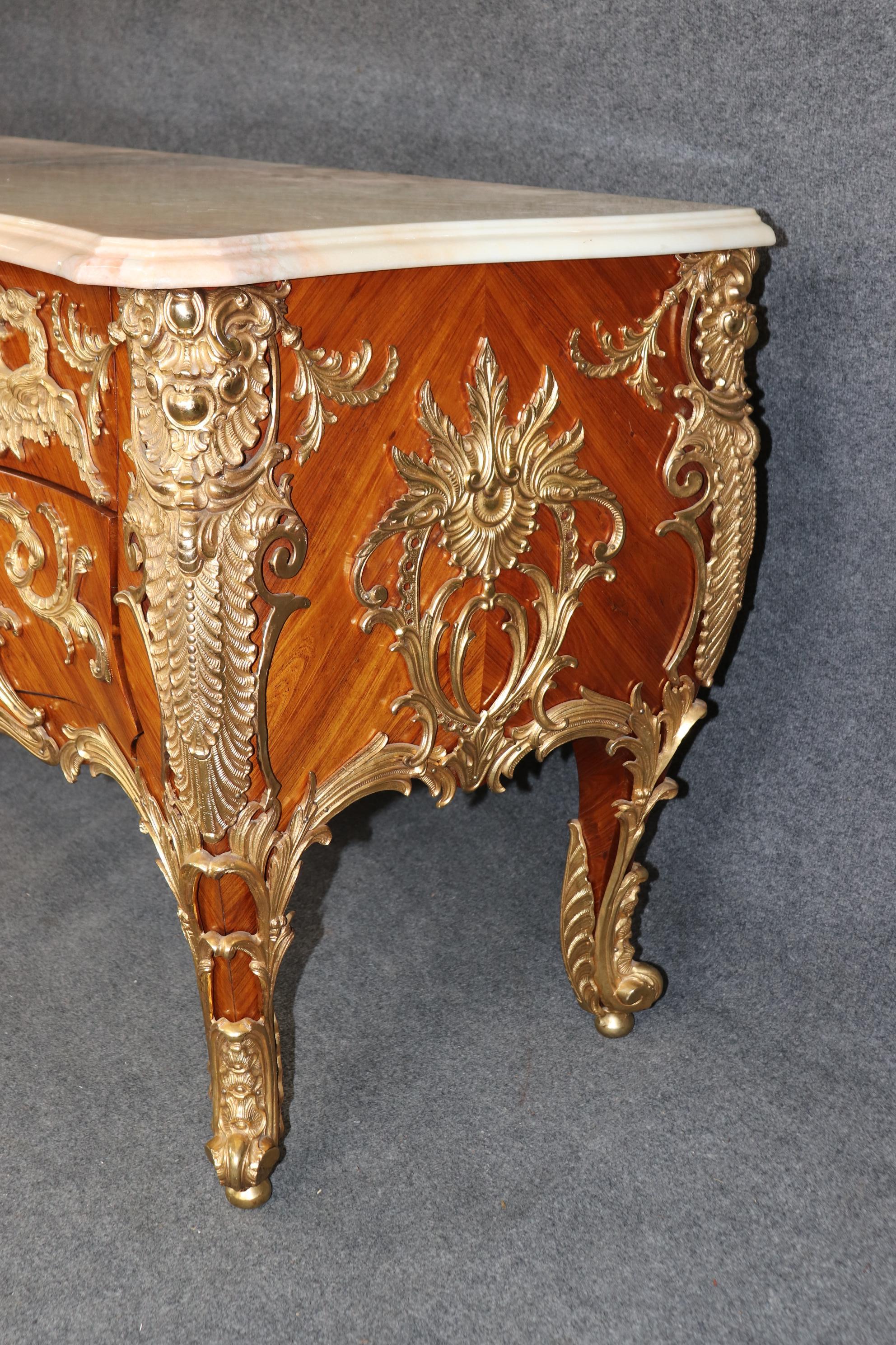 Majestic Bronze Dragon Ormolu Mounted Marble Top French Louis XV Sideboard 3