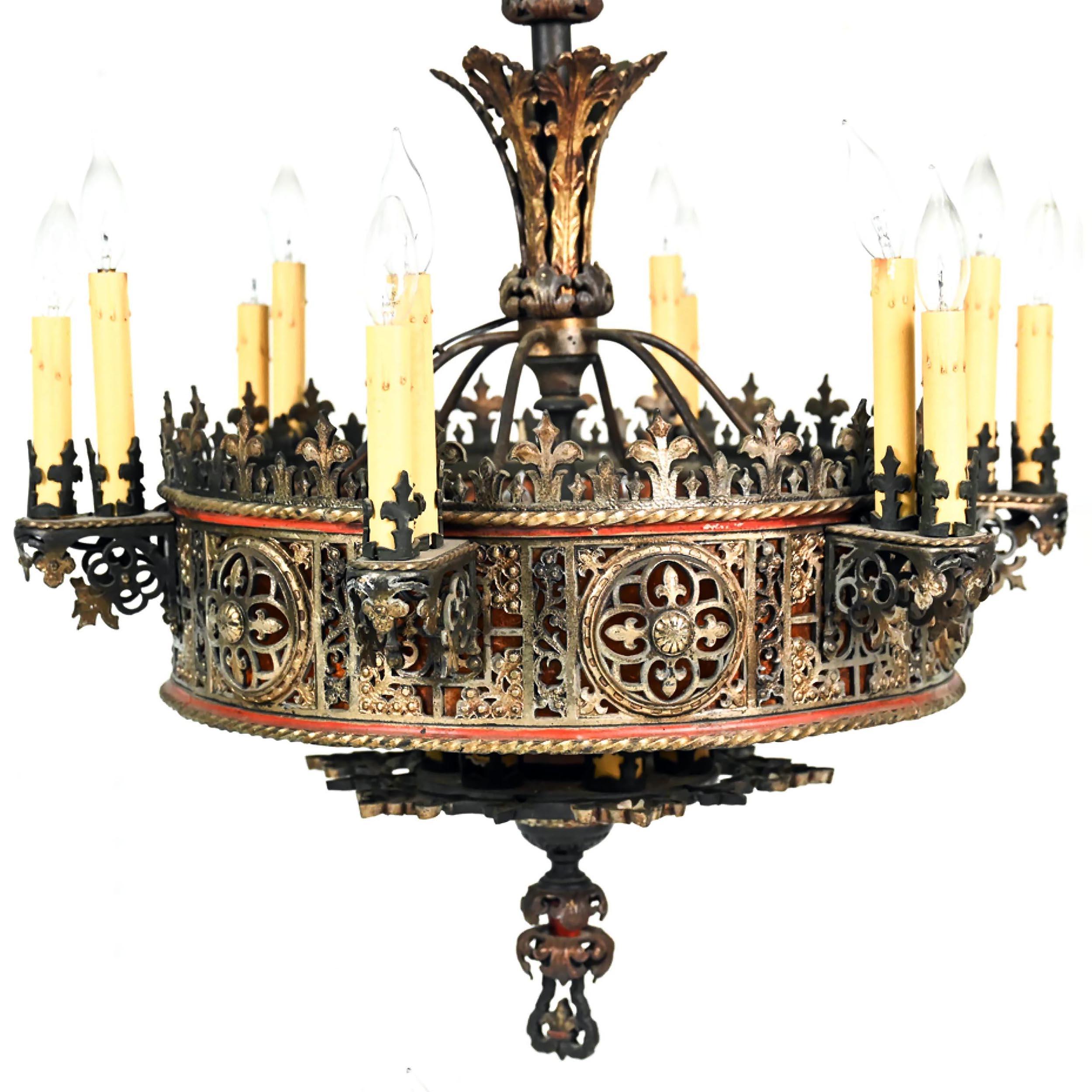 Beaux Arts Majestic Bronze Oversized Chandelier by Lion Electric For Sale